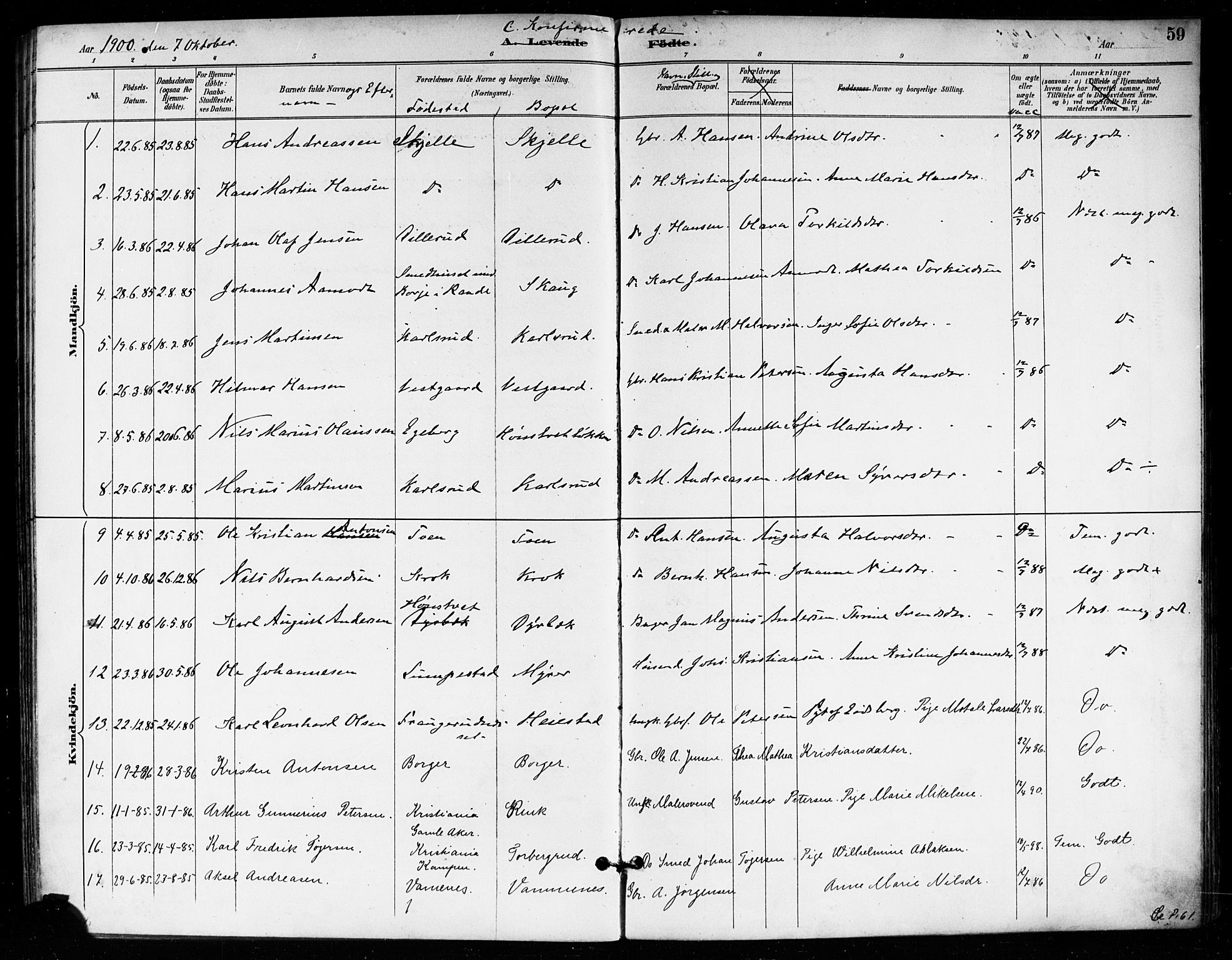 Skiptvet prestekontor Kirkebøker, SAO/A-20009/F/Fa/L0010: Parish register (official) no. 10, 1890-1900, p. 59
