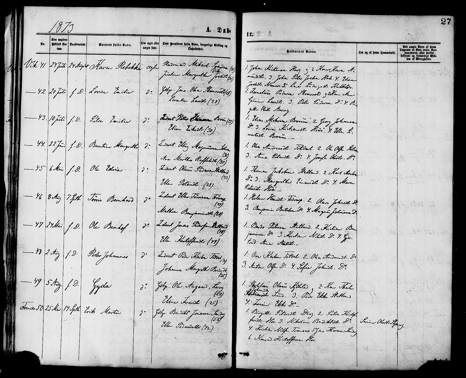 Ministerialprotokoller, klokkerbøker og fødselsregistre - Nord-Trøndelag, AV/SAT-A-1458/773/L0616: Parish register (official) no. 773A07, 1870-1887, p. 27