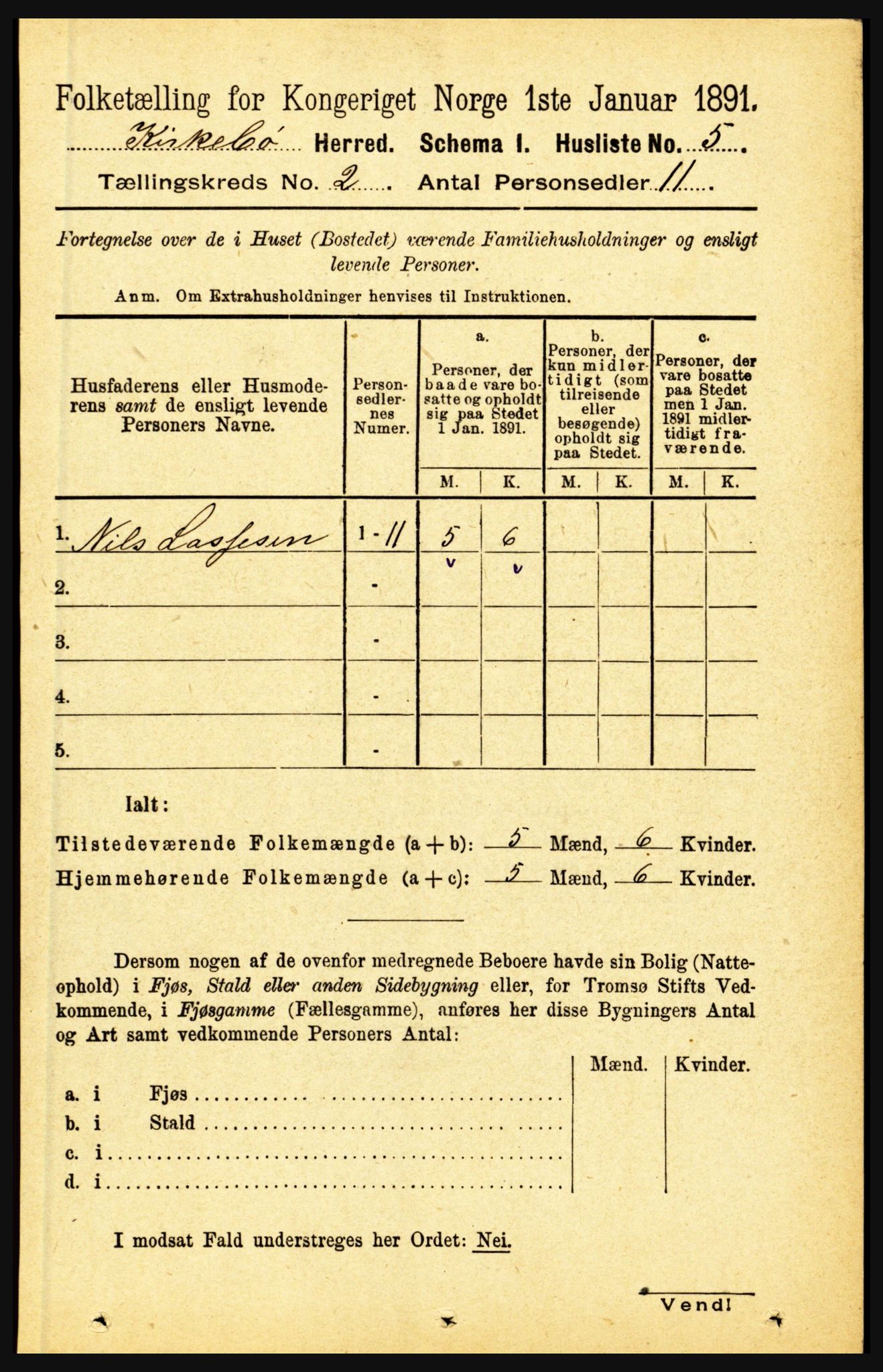 RA, 1891 census for 1416 Kyrkjebø, 1891, p. 286