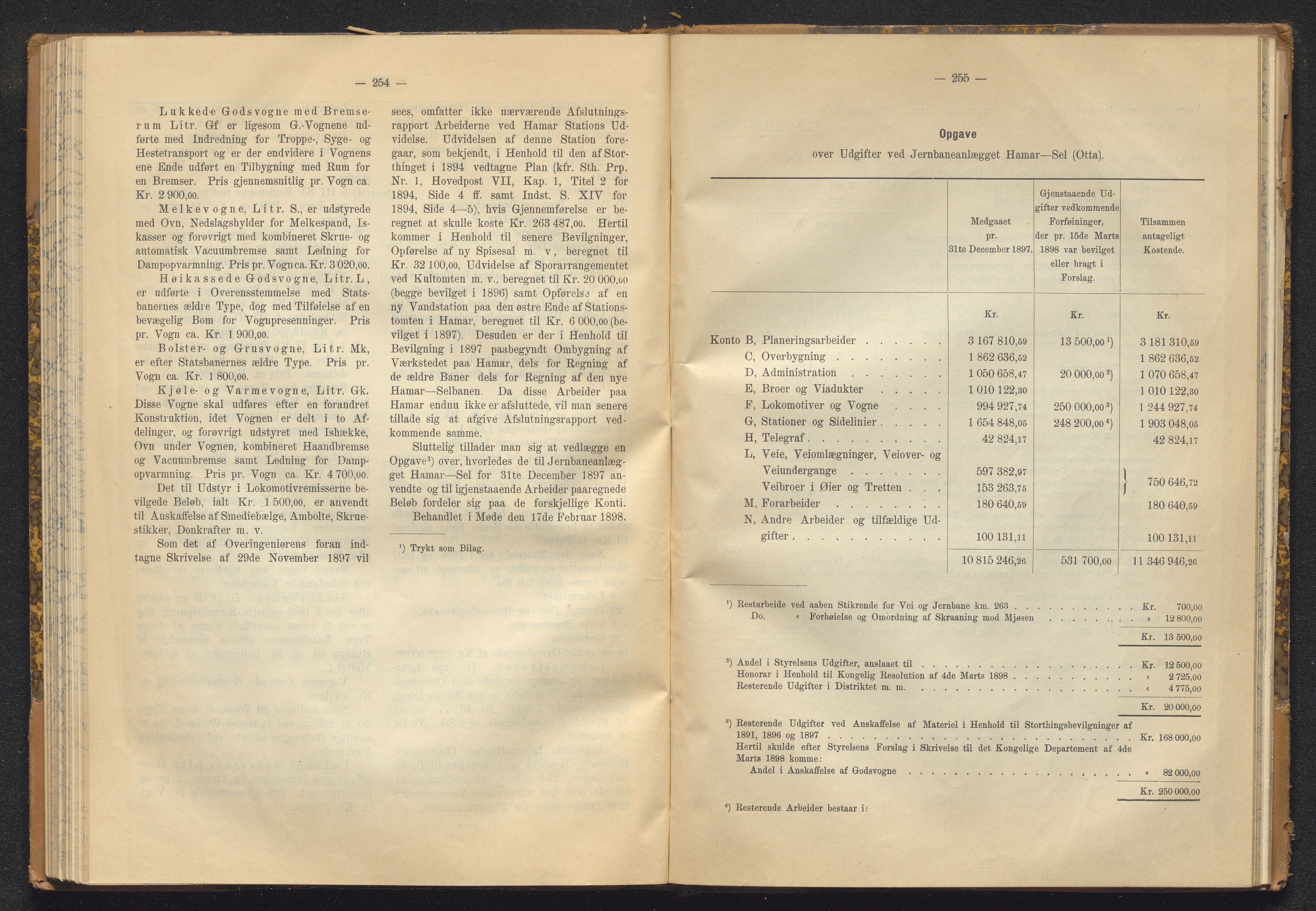 Norges Statsbaner Bibliotek (NSB), AV/SAKO-A-355/E/Ea/L0162/0001: Jernbanedrift (656.2) / Avslutningsrapport for jernbaneanlegg Eidanger - Brevik / Hamar - Sel / Kristiansand - Byglandsfjord / Kongsvinger - Flisa, 1899