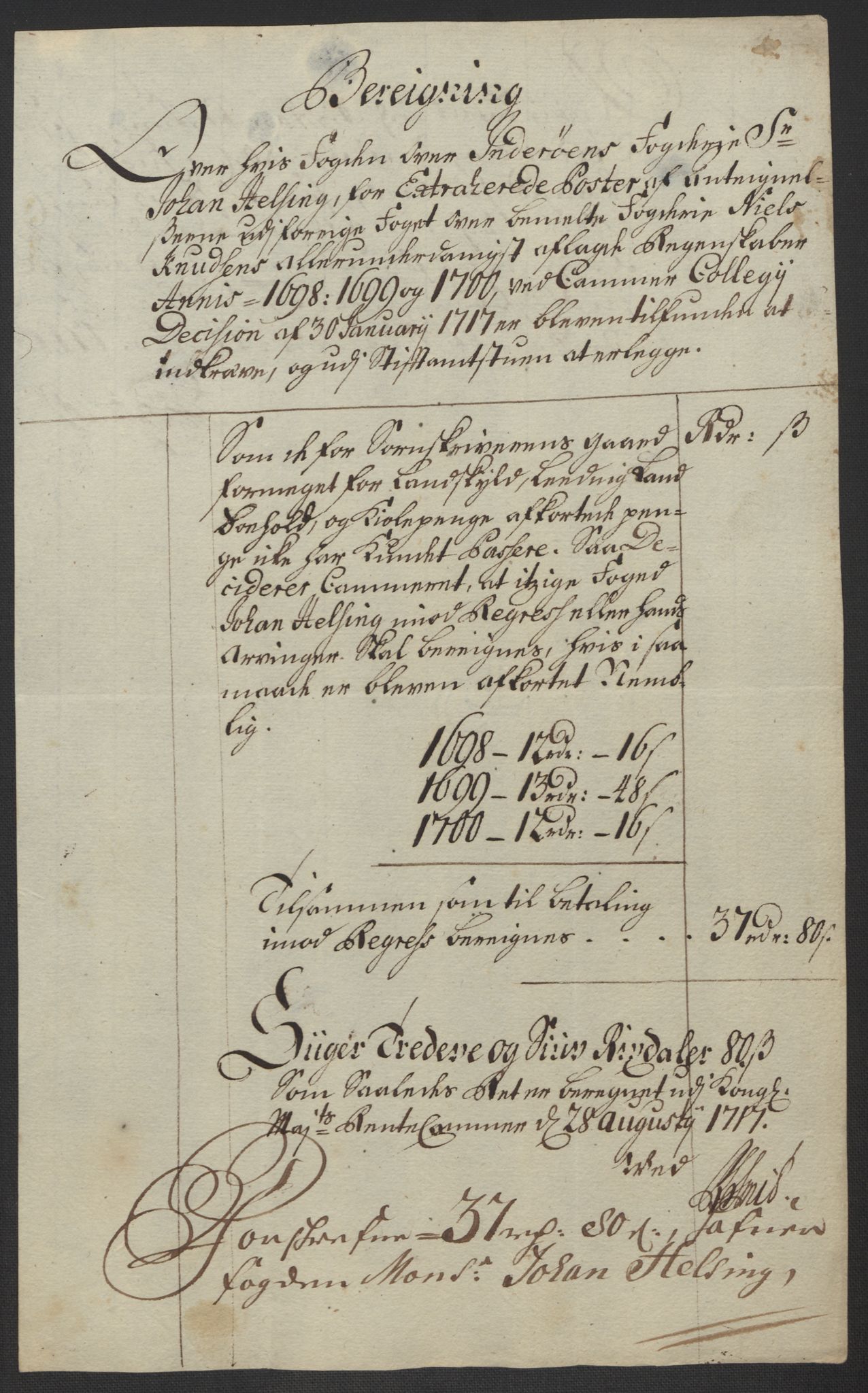 Rentekammeret inntil 1814, Reviderte regnskaper, Fogderegnskap, AV/RA-EA-4092/R63/L4311: Fogderegnskap Inderøy, 1700, p. 311