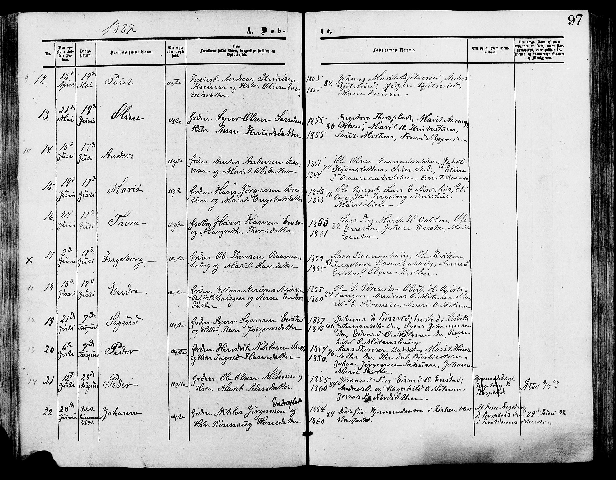 Lesja prestekontor, AV/SAH-PREST-068/H/Ha/Haa/L0009: Parish register (official) no. 9, 1854-1889, p. 97