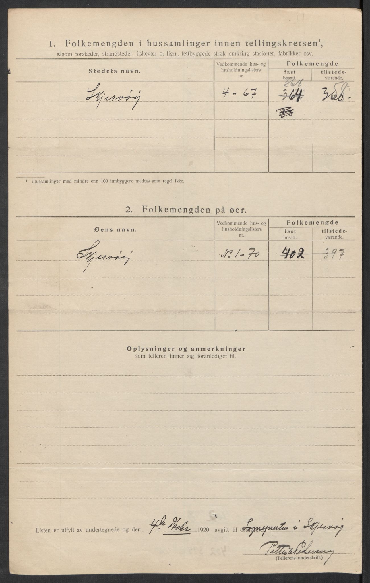 SATØ, 1920 census for Skjervøy, 1920, p. 53