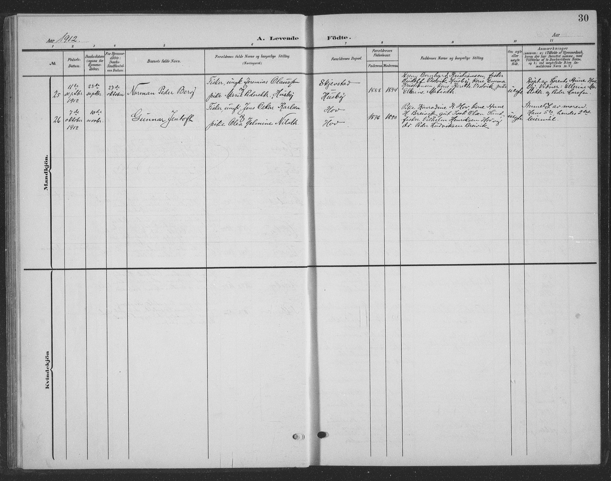 Ministerialprotokoller, klokkerbøker og fødselsregistre - Nordland, SAT/A-1459/835/L0533: Parish register (copy) no. 835C05, 1906-1939, p. 30