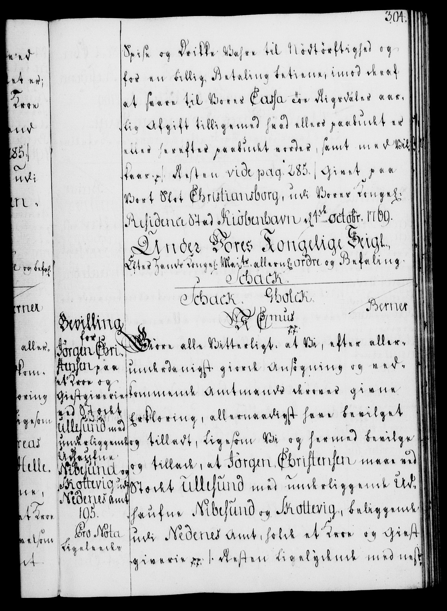 Rentekammeret, Kammerkanselliet, AV/RA-EA-3111/G/Gg/Gga/L0008: Norsk ekspedisjonsprotokoll med register (merket RK 53.8), 1768-1771, p. 304