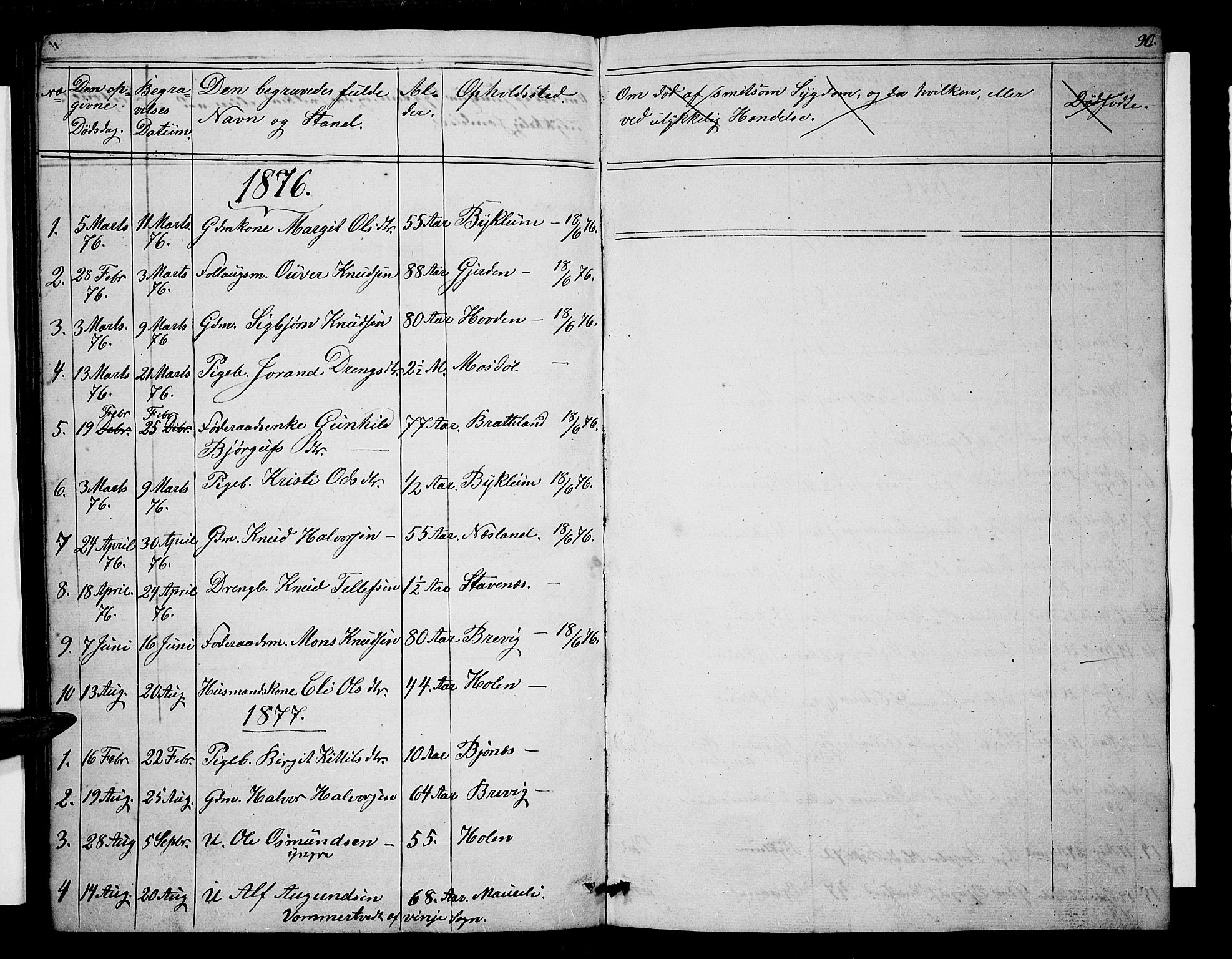 Valle sokneprestkontor, AV/SAK-1111-0044/F/Fb/Fba/L0001: Parish register (copy) no. B 1, 1851-1882, p. 90