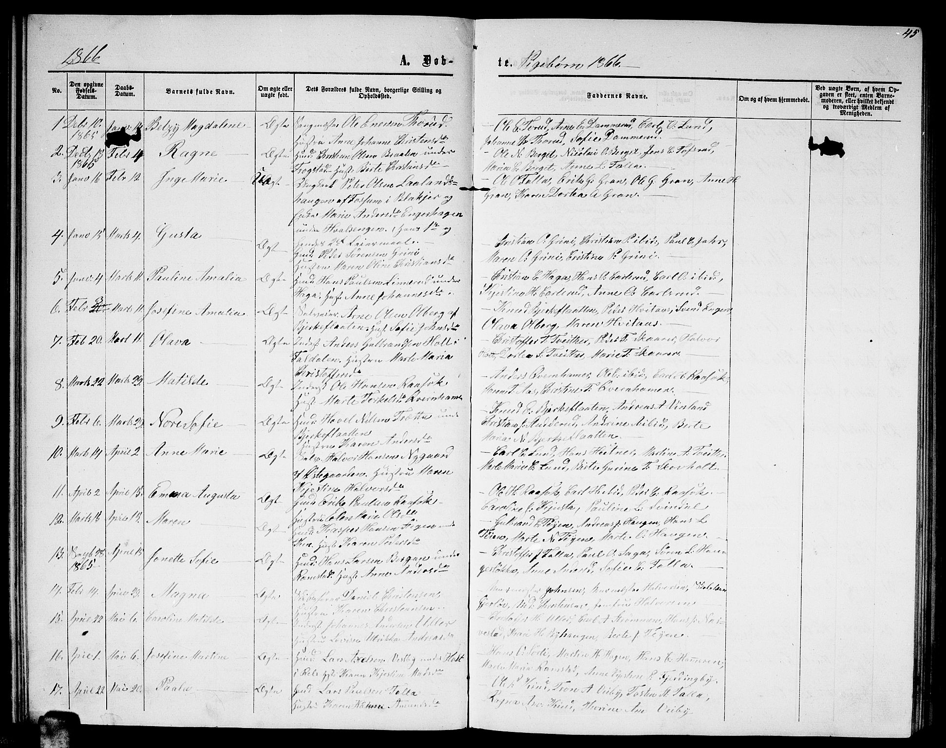 Fet prestekontor Kirkebøker, AV/SAO-A-10370a/G/Ga/L0003: Parish register (copy) no. I 3, 1860-1867, p. 45