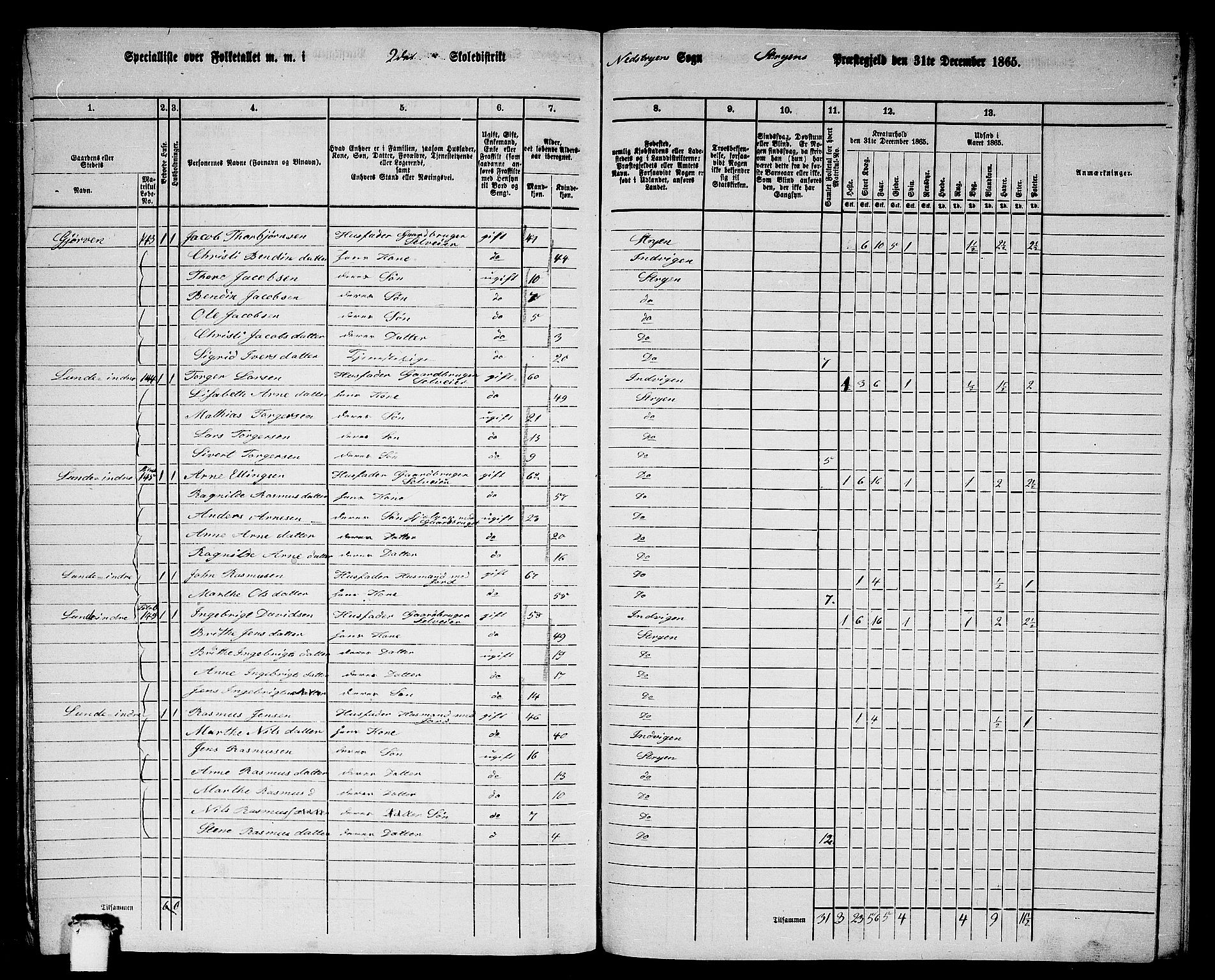 RA, 1865 census for Stryn, 1865, p. 91