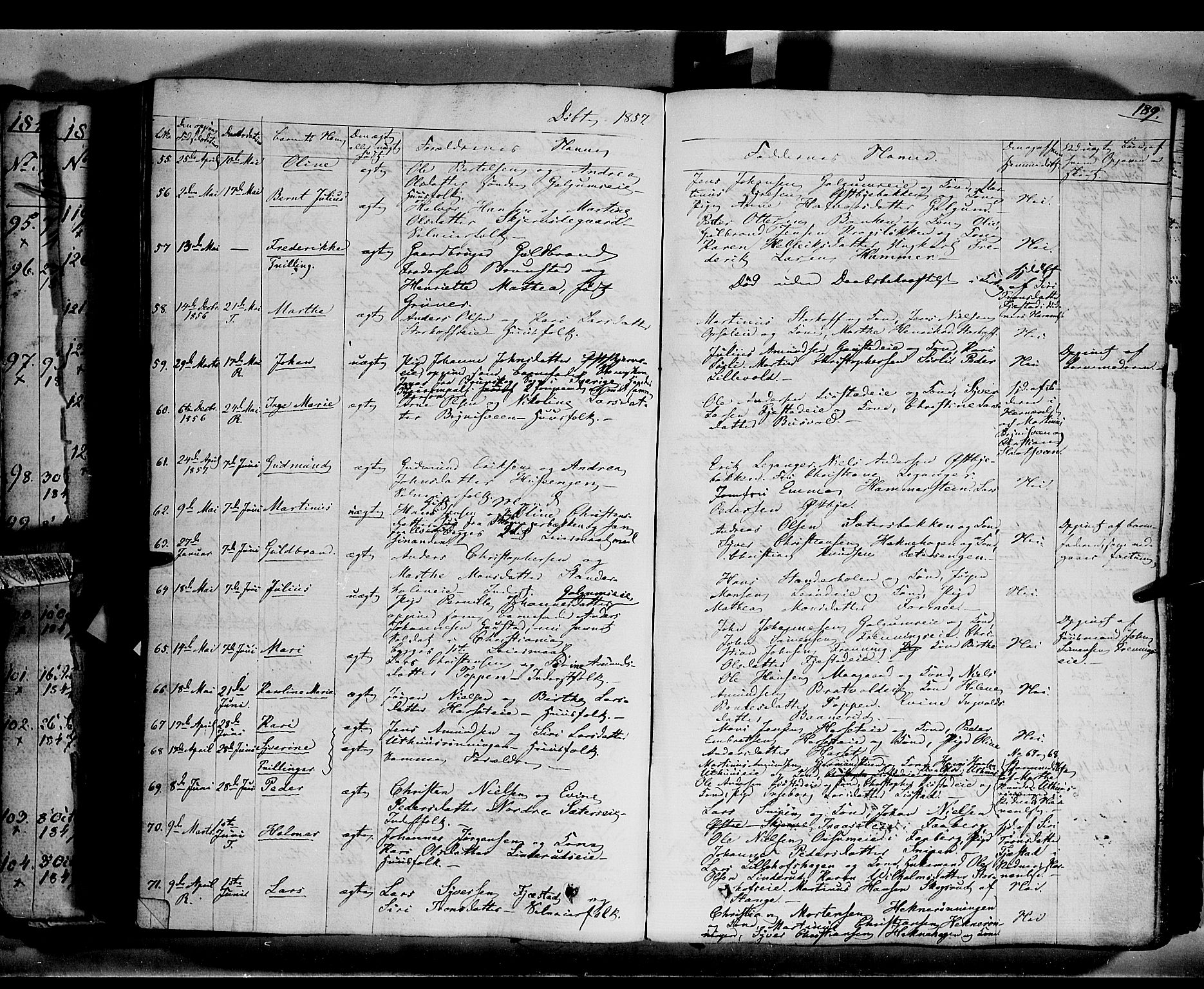 Romedal prestekontor, SAH/PREST-004/K/L0004: Parish register (official) no. 4, 1847-1861, p. 189