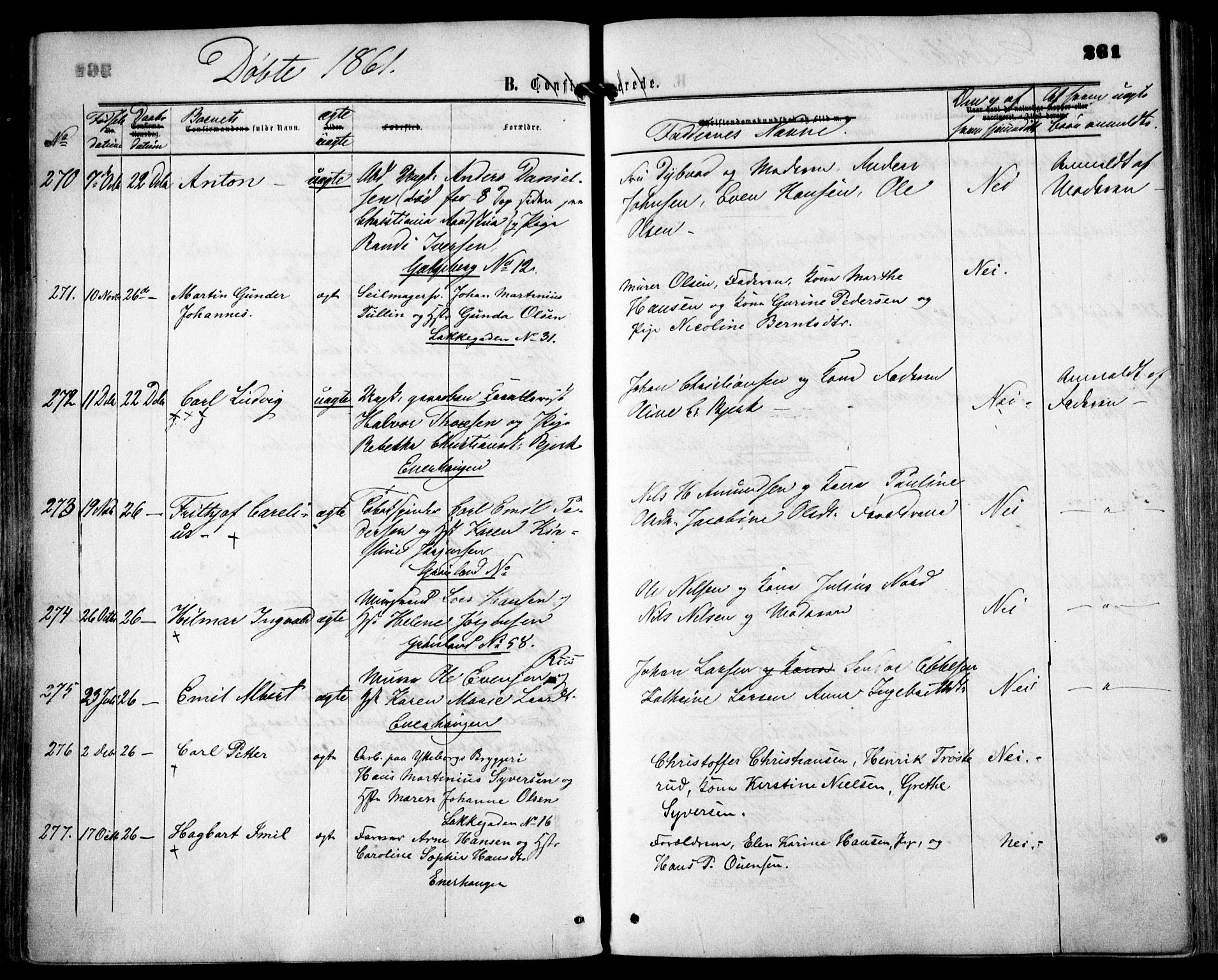 Grønland prestekontor Kirkebøker, AV/SAO-A-10848/F/Fa/L0001: Parish register (official) no. 1, 1859-1861, p. 261
