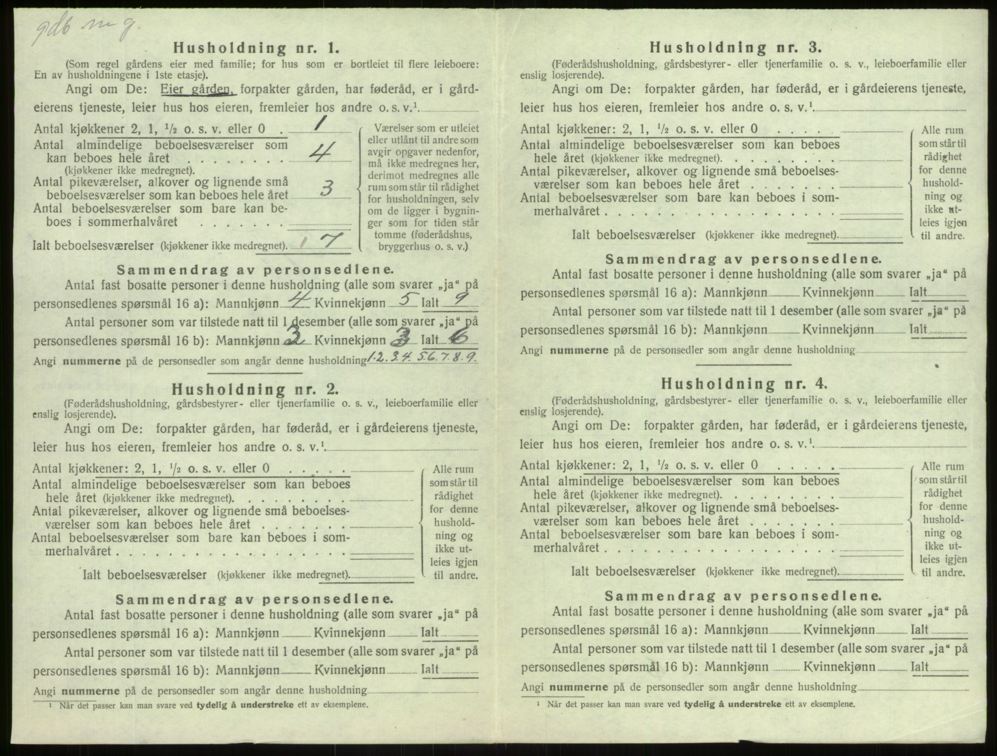 SAB, 1920 census for Årdal, 1920, p. 366