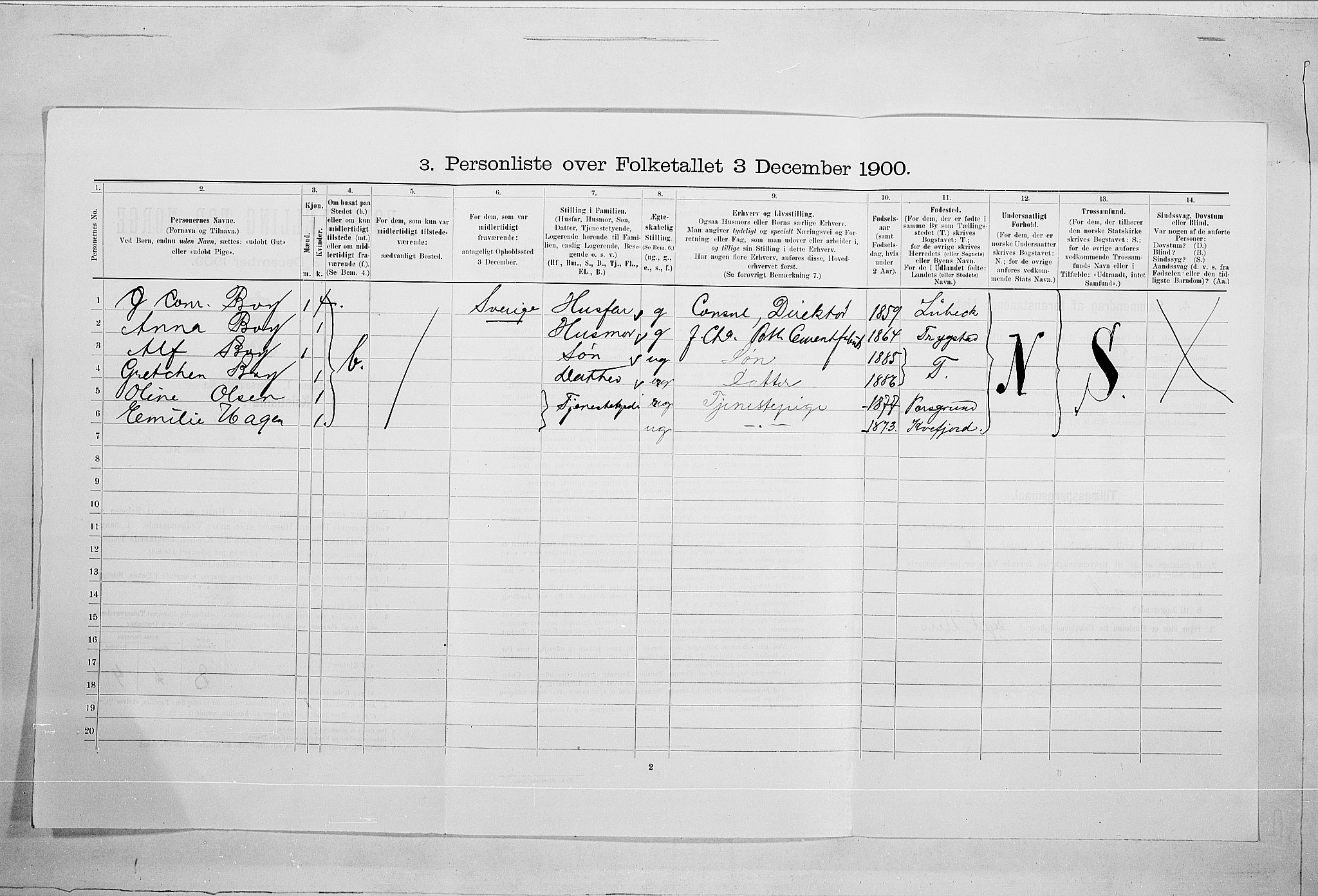 SAO, 1900 census for Kristiania, 1900, p. 108103