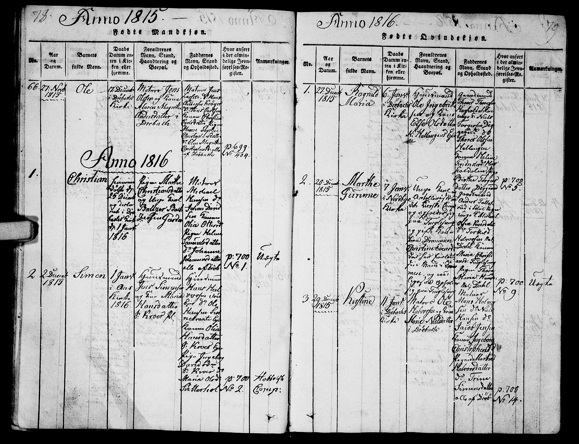 Ås prestekontor Kirkebøker, AV/SAO-A-10894/G/Ga/L0001: Parish register (copy) no. I 1, 1814-1820, p. 78-79