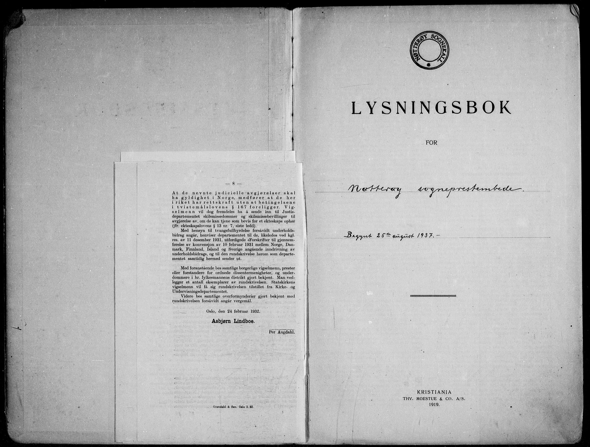 Nøtterøy kirkebøker, SAKO/A-354/H/Ha/L0002: Banns register no. 2, 1937-1952