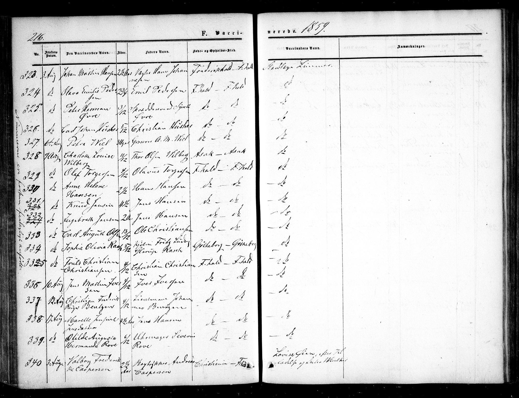 Halden prestekontor Kirkebøker, AV/SAO-A-10909/F/Fa/L0008: Parish register (official) no. I 8, 1857-1865, p. 216