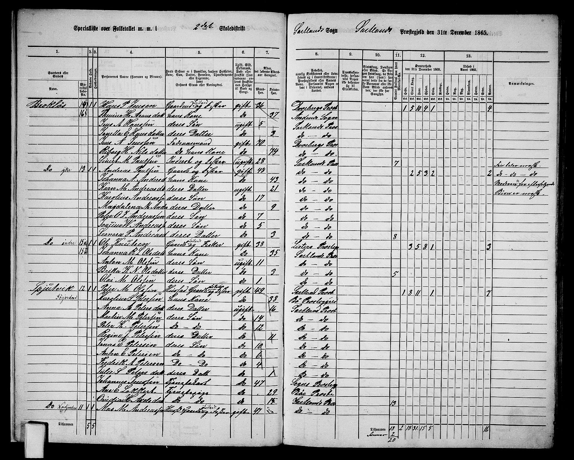 RA, 1865 census for Sortland, 1865, p. 13