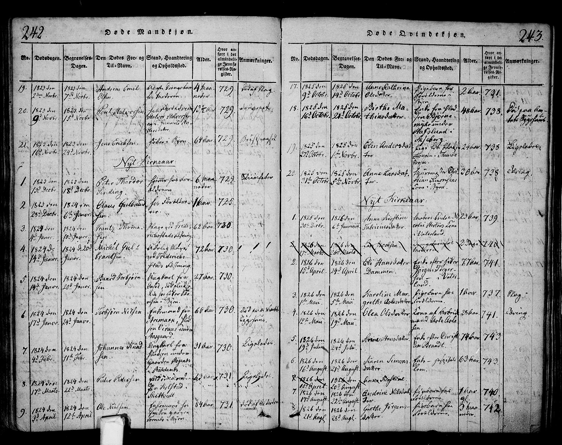 Fredrikstad prestekontor Kirkebøker, SAO/A-11082/F/Fa/L0004: Parish register (official) no. 4, 1816-1834, p. 242-243