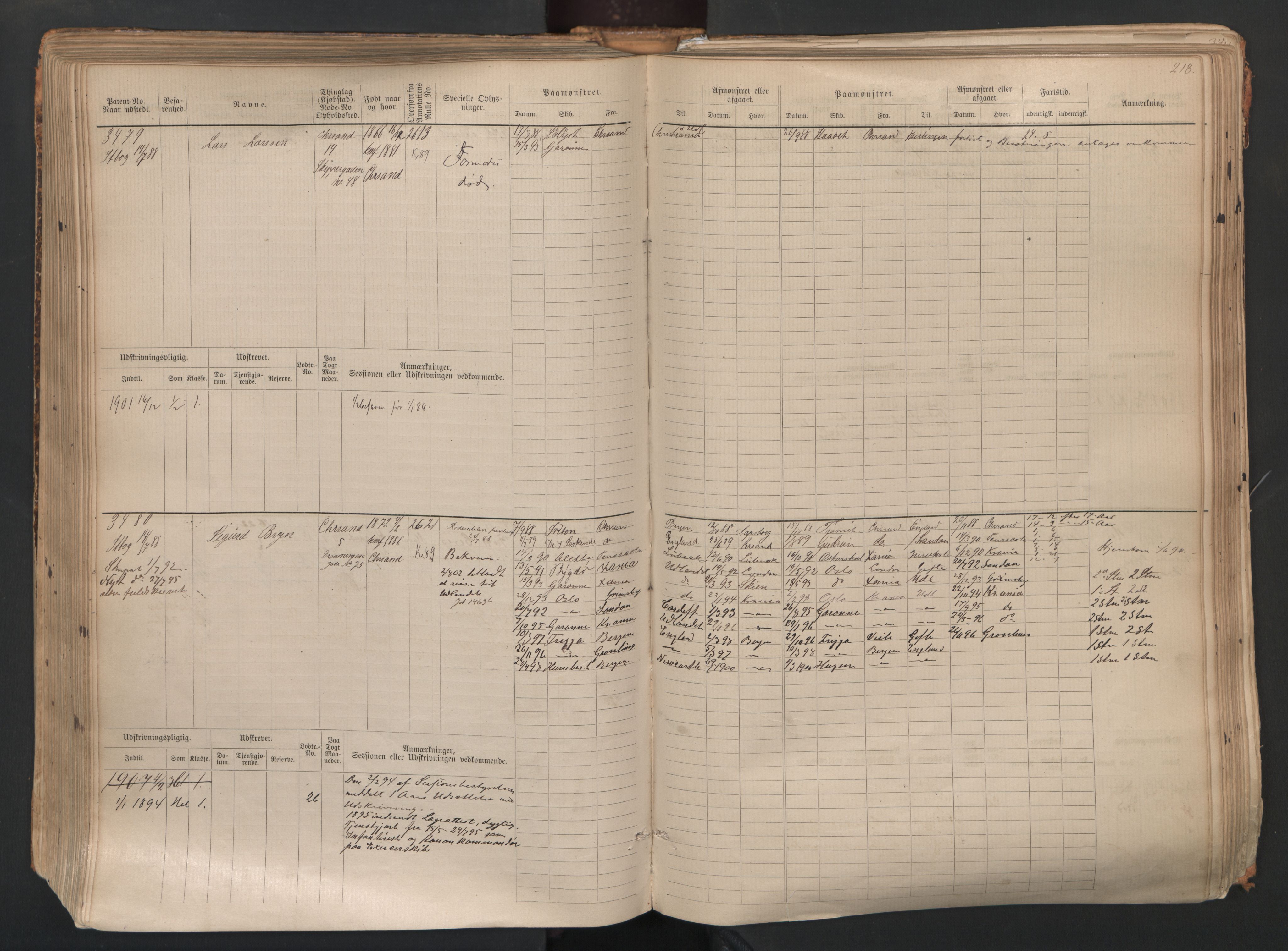 Kristiansand mønstringskrets, AV/SAK-2031-0015/F/Fb/L0007: Hovedrulle nr 3049-3810, I-14, 1883-1940, p. 220