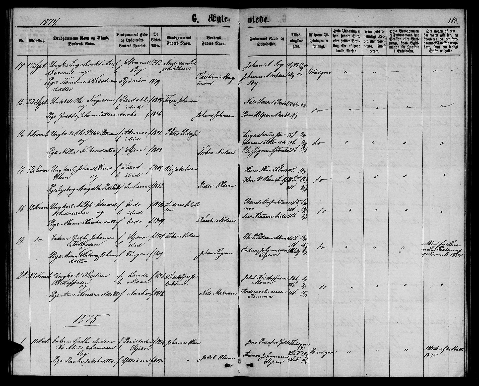 Ministerialprotokoller, klokkerbøker og fødselsregistre - Sør-Trøndelag, SAT/A-1456/655/L0686: Parish register (copy) no. 655C02, 1866-1879, p. 113