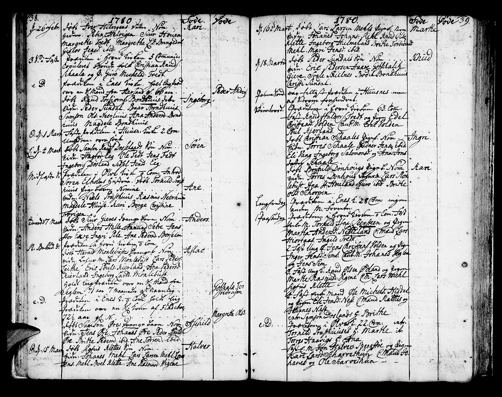 Kvinnherad sokneprestembete, AV/SAB-A-76401/H/Haa: Parish register (official) no. A 4, 1778-1811, p. 38-39