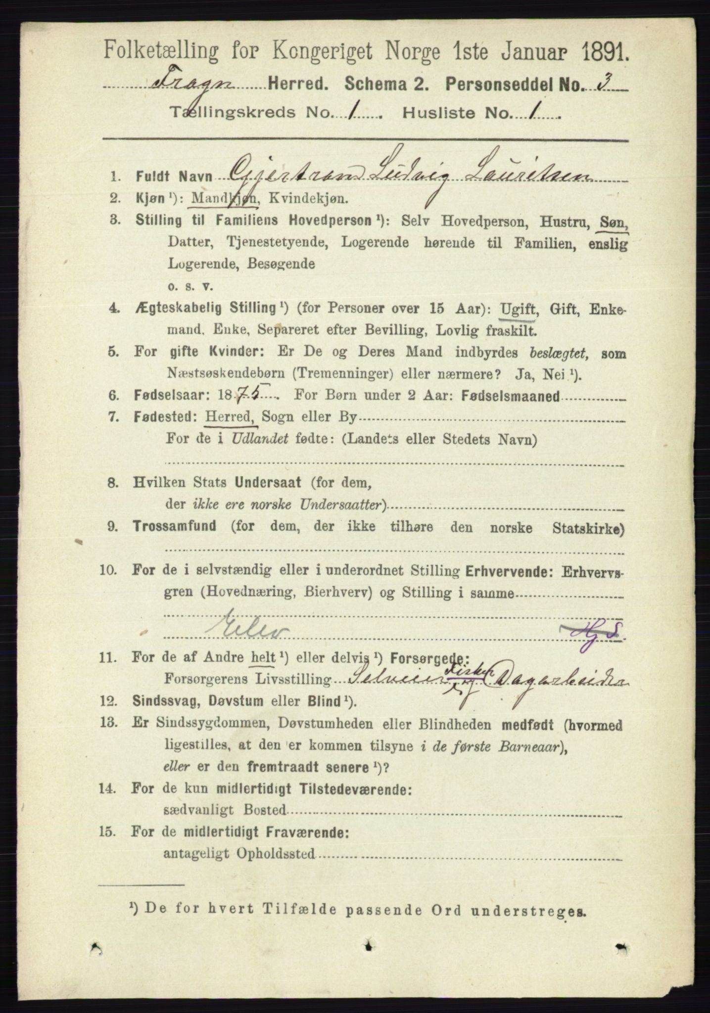 RA, 1891 census for 0215 Frogn, 1891, p. 136