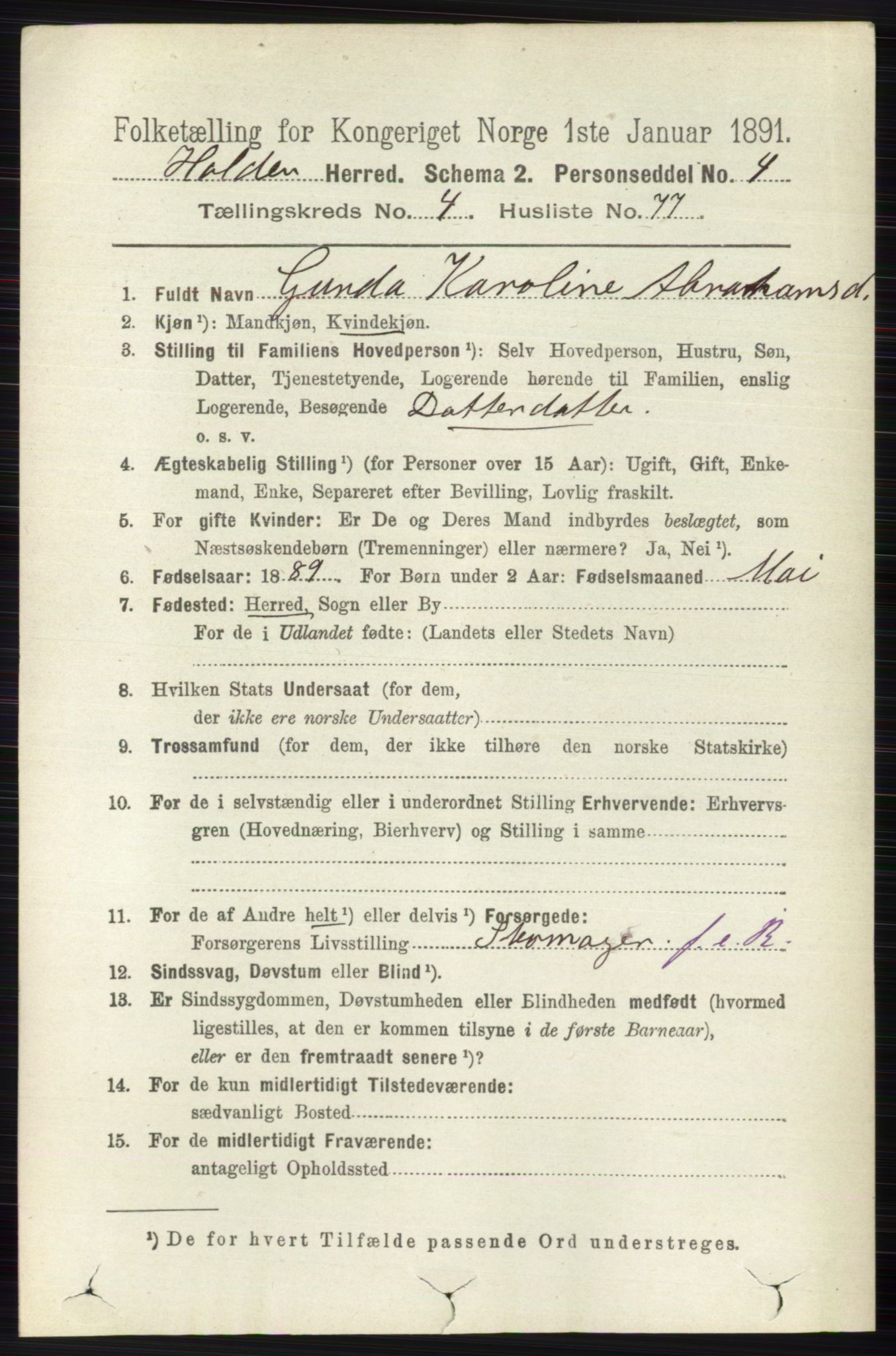 RA, 1891 census for 0819 Holla, 1891, p. 2702