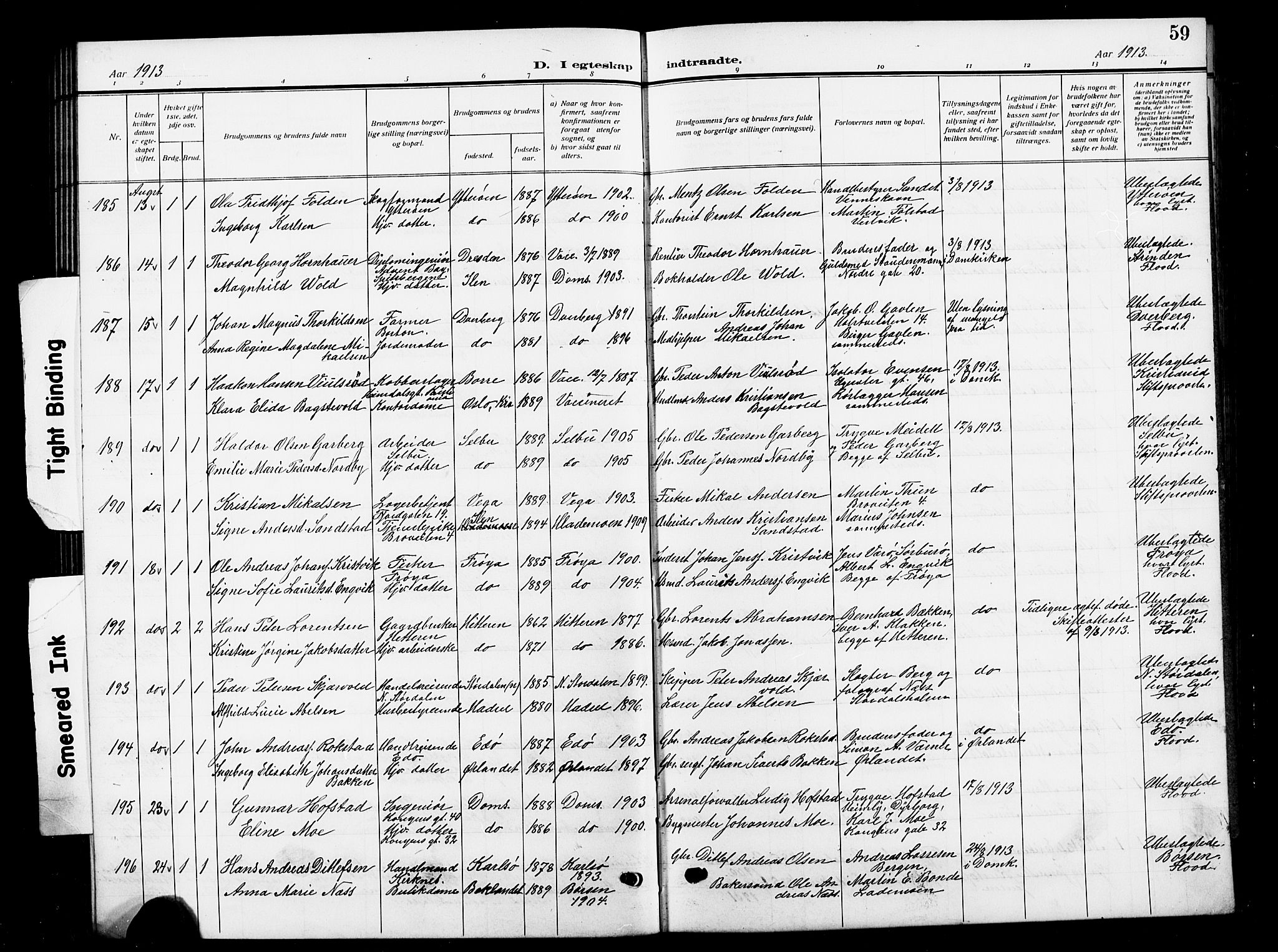 Ministerialprotokoller, klokkerbøker og fødselsregistre - Sør-Trøndelag, SAT/A-1456/601/L0097: Parish register (copy) no. 601C15, 1911-1921, p. 59