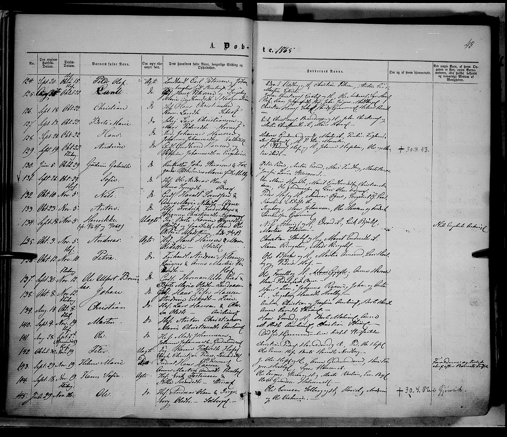 Søndre Land prestekontor, AV/SAH-PREST-122/K/L0001: Parish register (official) no. 1, 1860-1877, p. 43