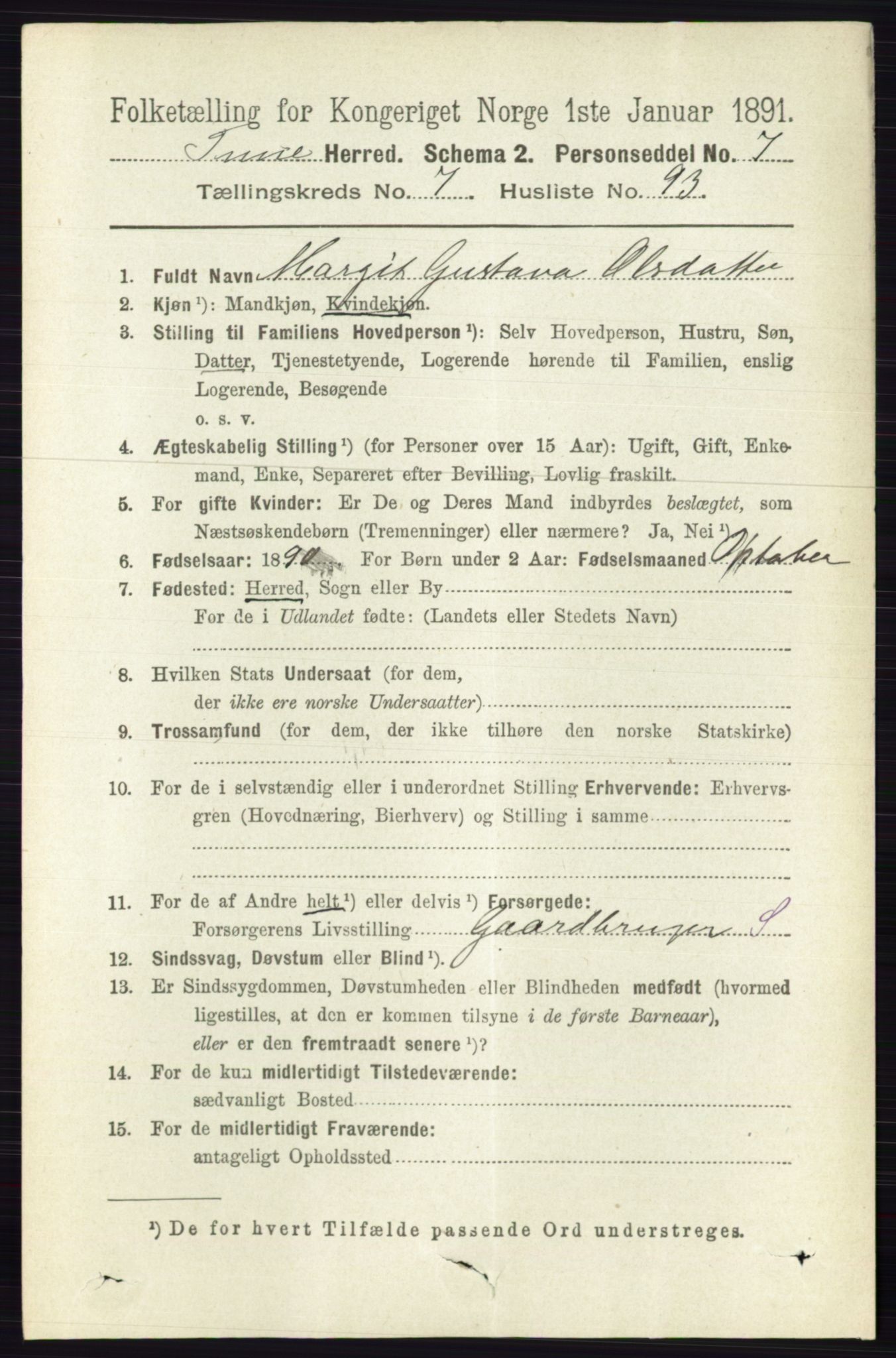 RA, 1891 census for 0130 Tune, 1891, p. 5700