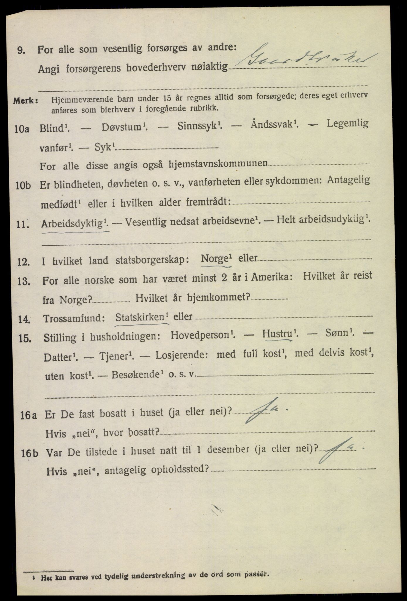 SAH, 1920 census for Fåberg, 1920, p. 9213