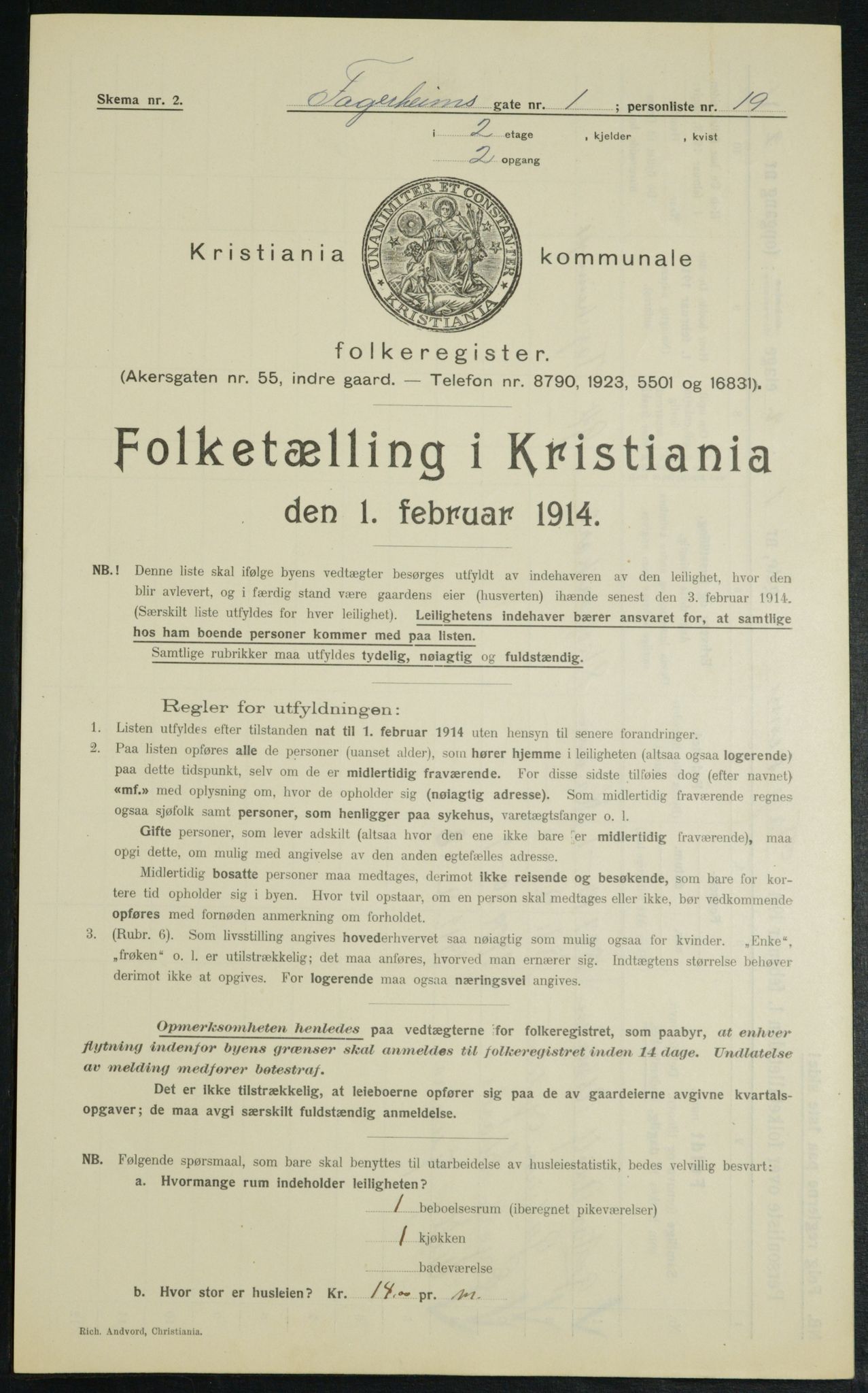 OBA, Municipal Census 1914 for Kristiania, 1914, p. 23234