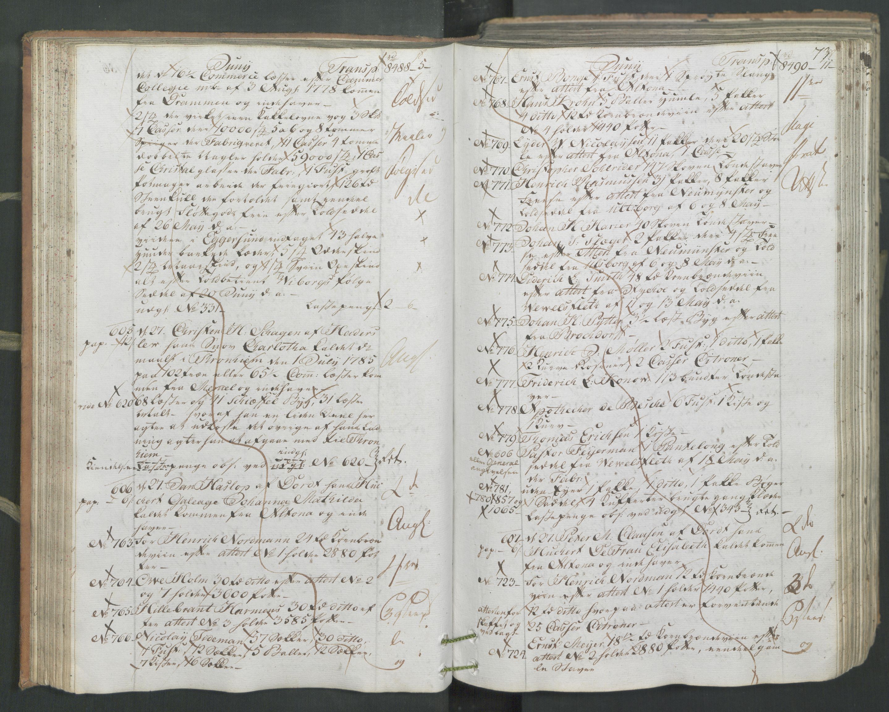 Generaltollkammeret, tollregnskaper, AV/RA-EA-5490/R26/L0222/0001: Tollregnskaper Bergen A / Inngående hovedtollbok, 1786, p. 72b-73a