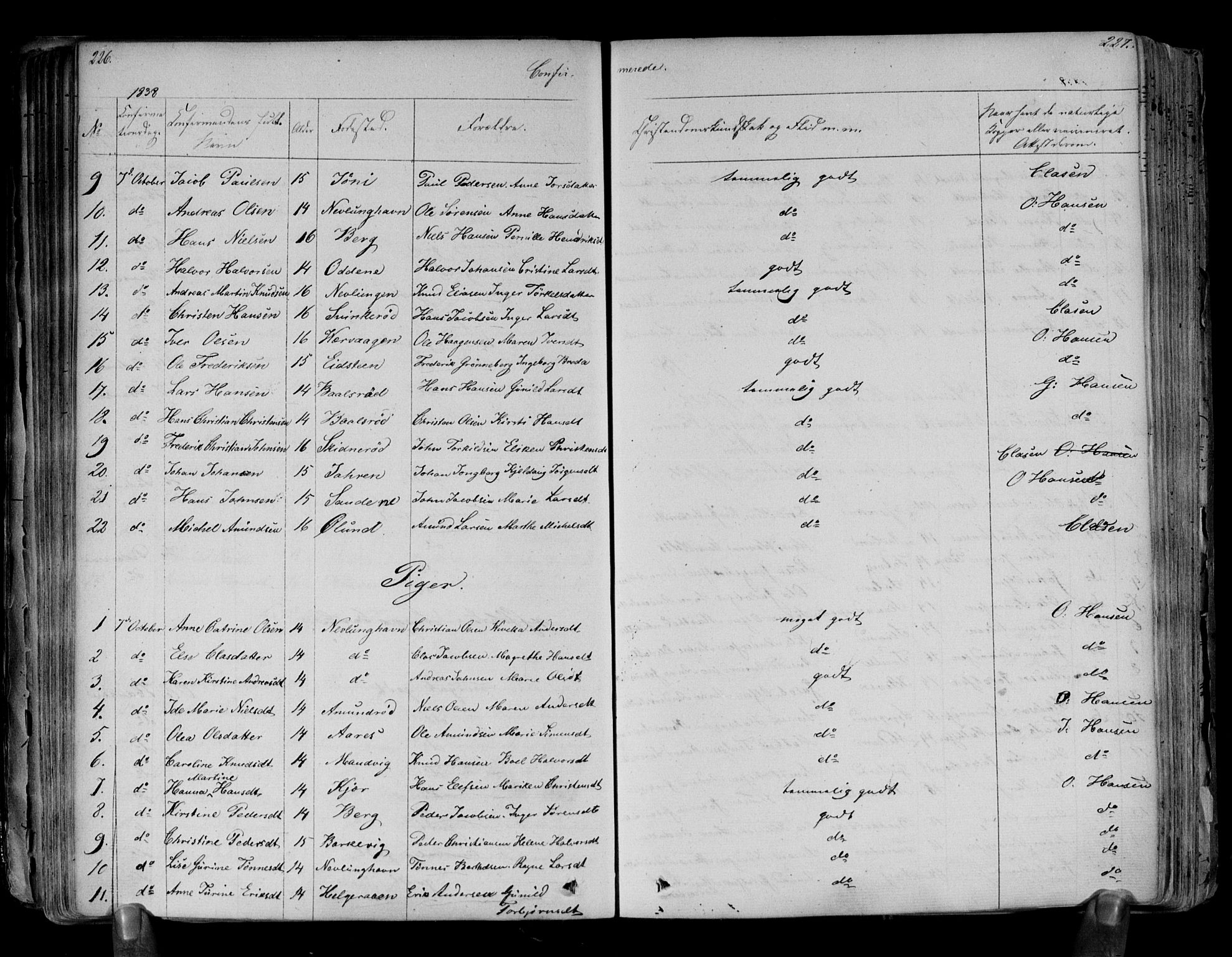 Brunlanes kirkebøker, SAKO/A-342/F/Fa/L0003: Parish register (official) no. I 3, 1834-1845, p. 226-227