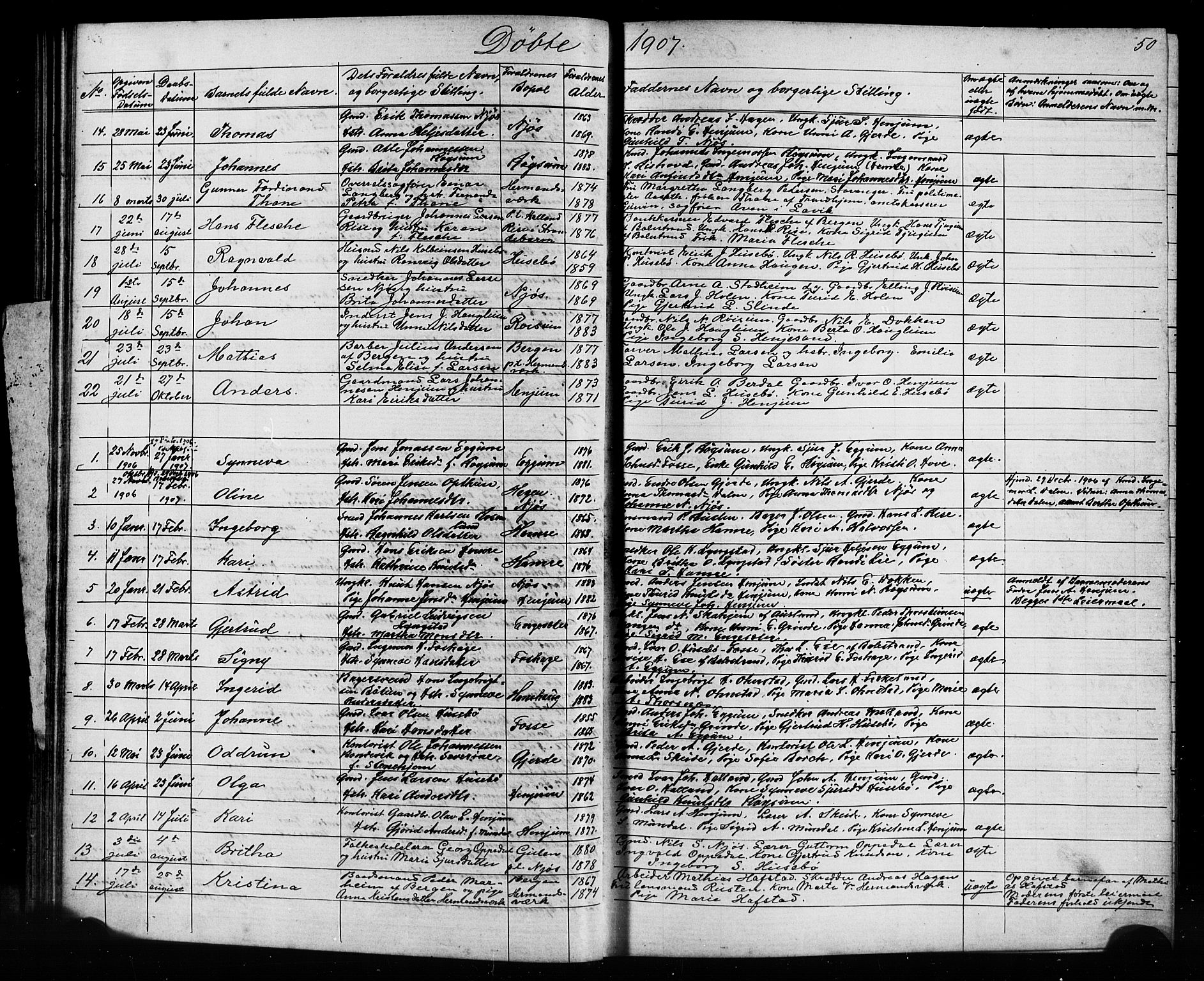 Leikanger sokneprestembete, SAB/A-81001: Parish register (copy) no. A 1, 1873-1916, p. 50