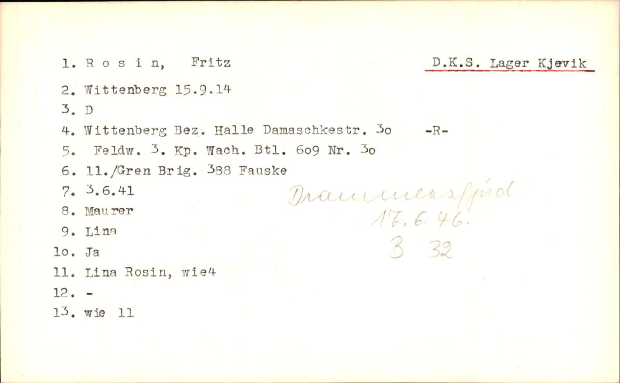 Hjemsendte tyskere , RA/RAFA-6487/D/Db/L0023: Rosenthal-Schmick, 1945-1947, p. 14