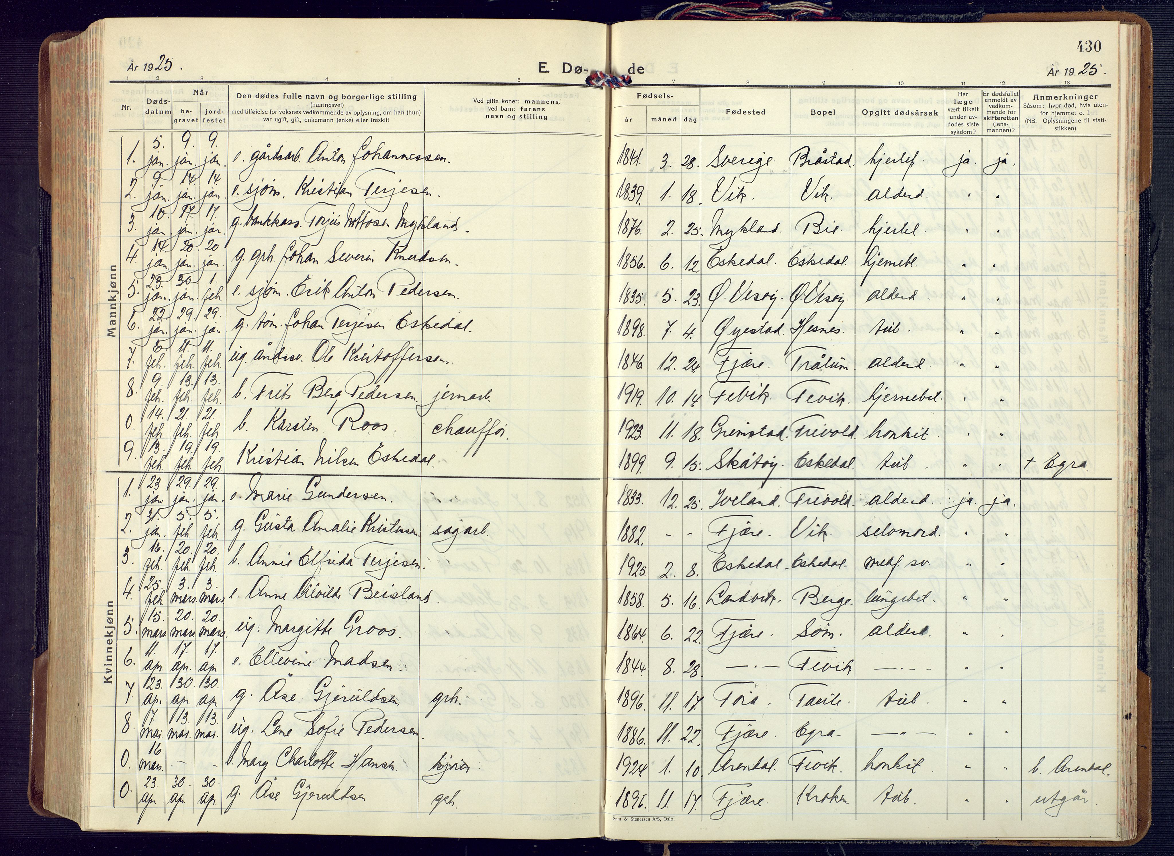 Fjære sokneprestkontor, SAK/1111-0011/F/Fa/L0004: Parish register (official) no. A 4, 1902-1925, p. 430
