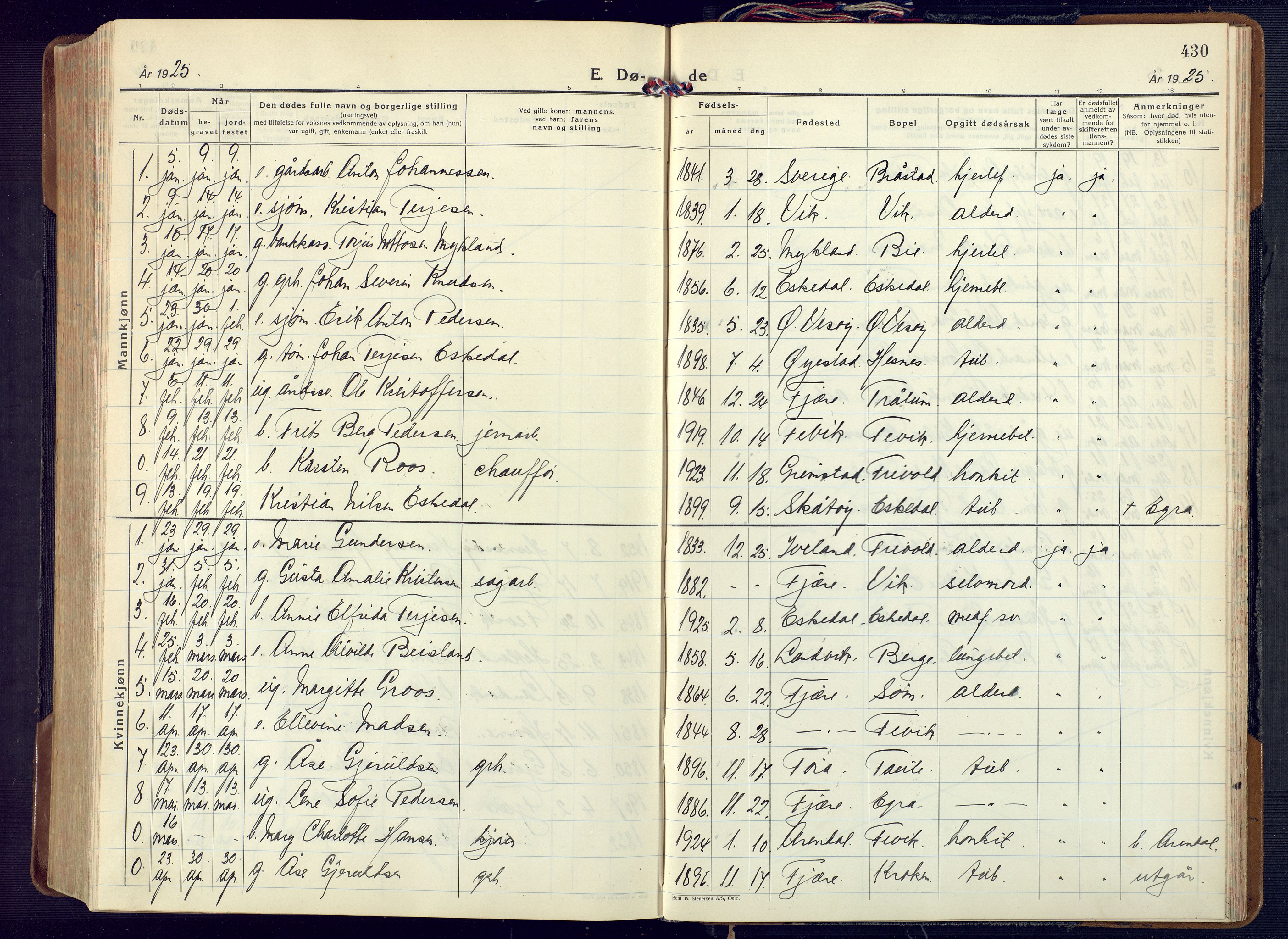 Fjære sokneprestkontor, AV/SAK-1111-0011/F/Fa/L0004: Parish register (official) no. A 4, 1902-1925, p. 430