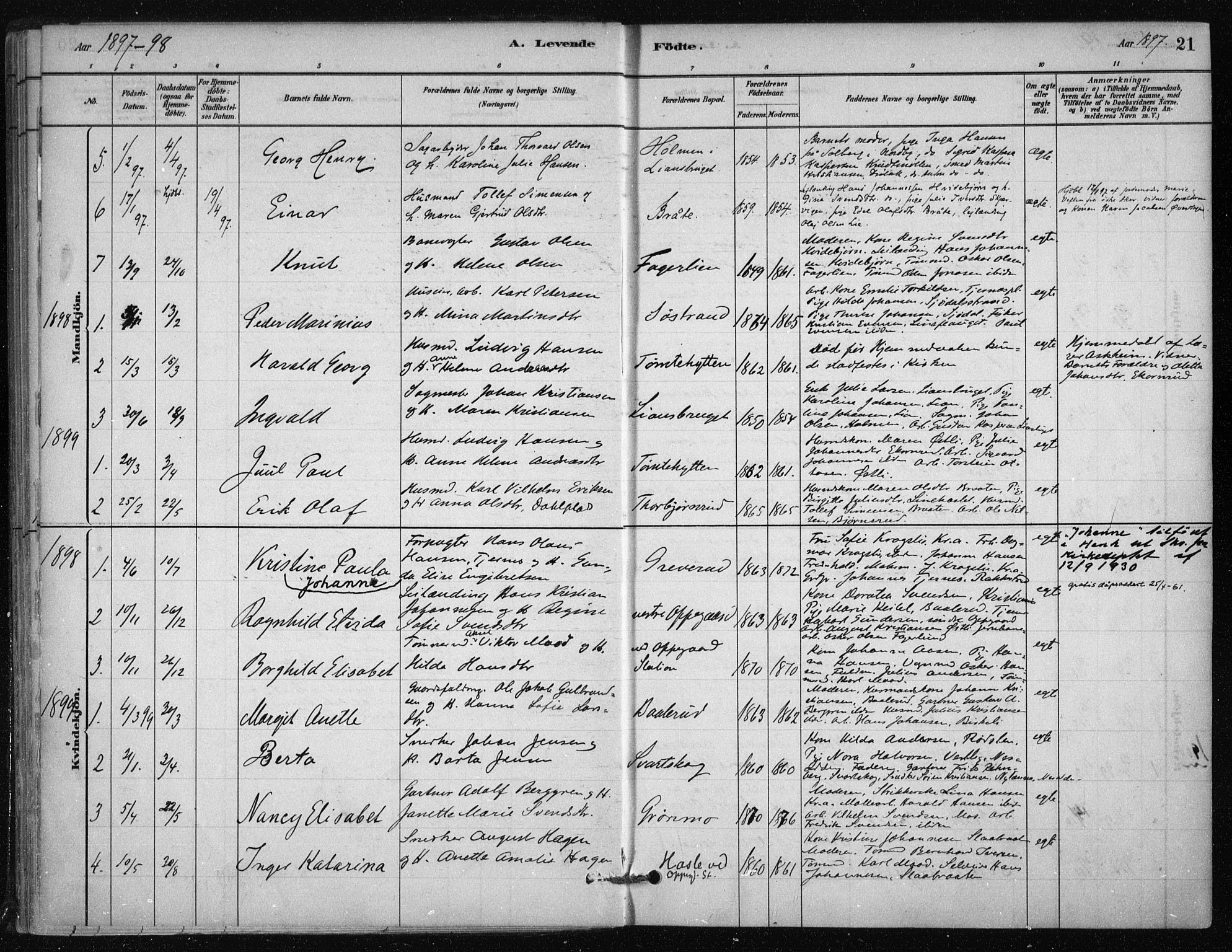 Nesodden prestekontor Kirkebøker, SAO/A-10013/F/Fb/L0001: Parish register (official) no. II 1, 1880-1915, p. 21