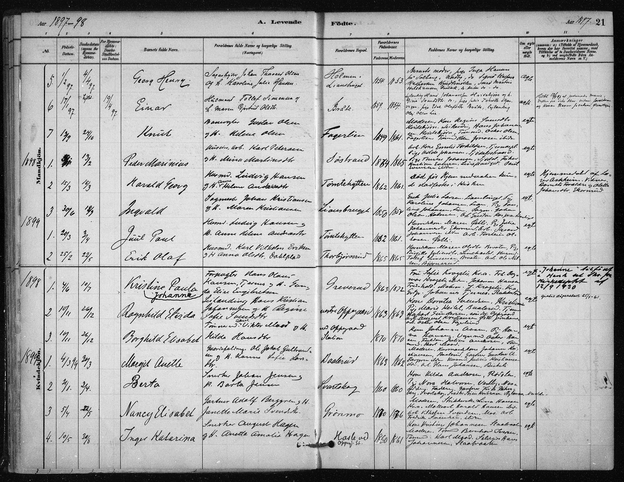 Nesodden prestekontor Kirkebøker, AV/SAO-A-10013/F/Fb/L0001: Parish register (official) no. II 1, 1880-1915, p. 21