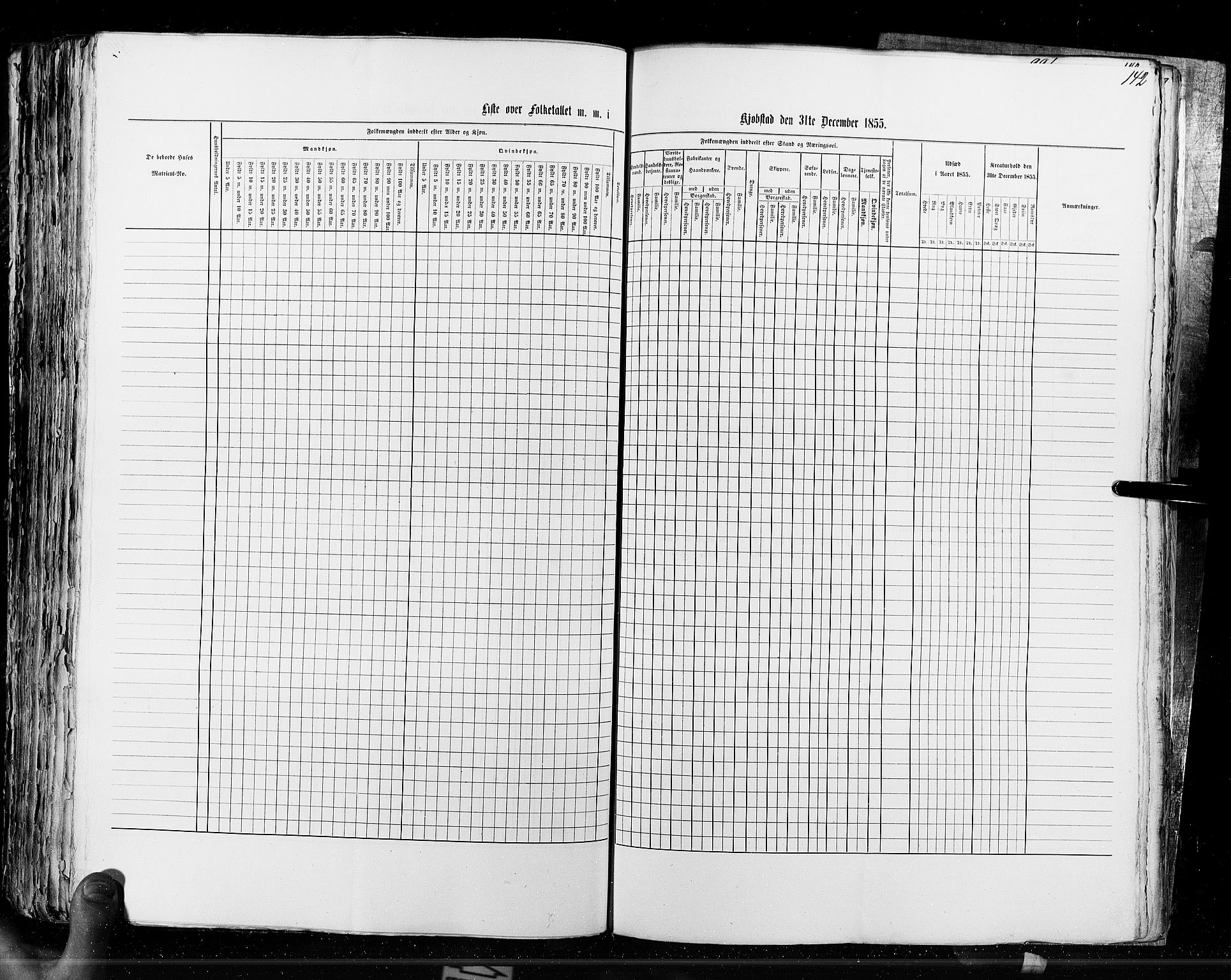 RA, Census 1855, vol. 7: Fredrikshald-Kragerø, 1855, p. 142