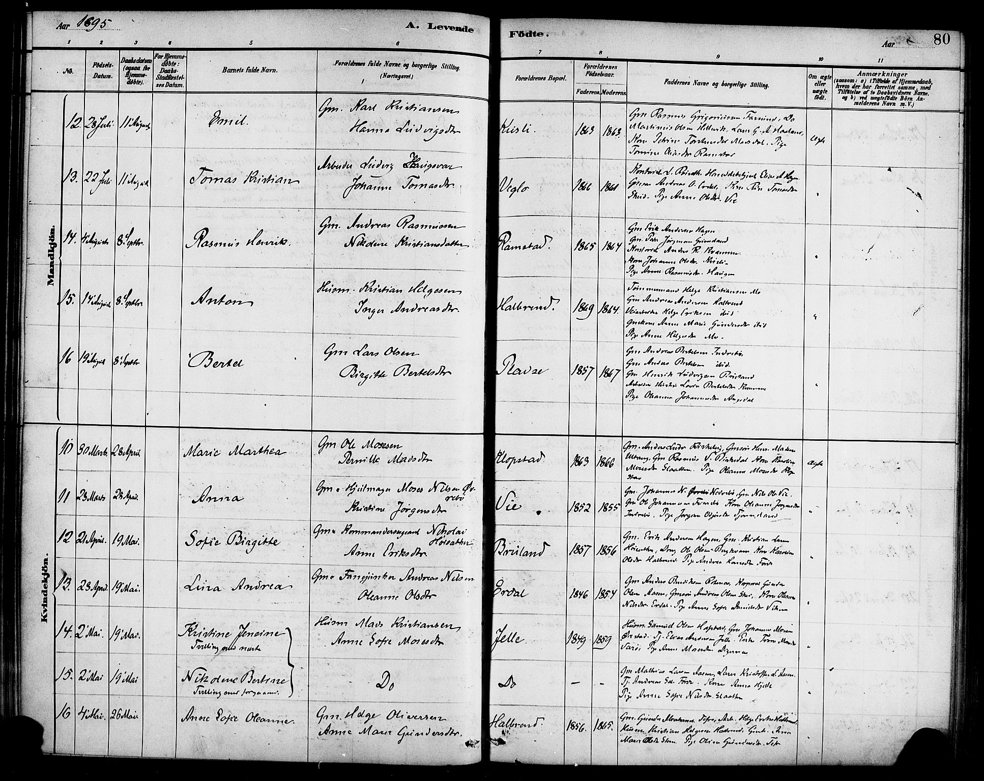 Førde sokneprestembete, AV/SAB-A-79901/H/Haa/Haab/L0001: Parish register (official) no. B 1, 1880-1898, p. 80