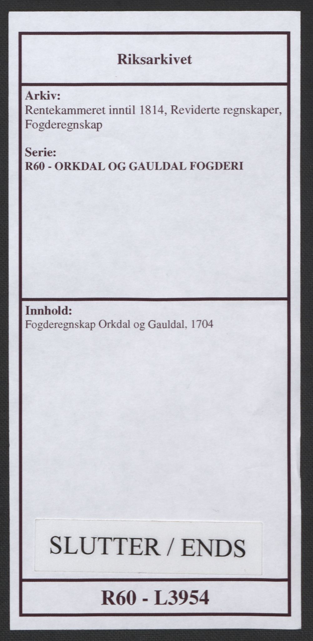 Rentekammeret inntil 1814, Reviderte regnskaper, Fogderegnskap, AV/RA-EA-4092/R60/L3954: Fogderegnskap Orkdal og Gauldal, 1704, p. 441