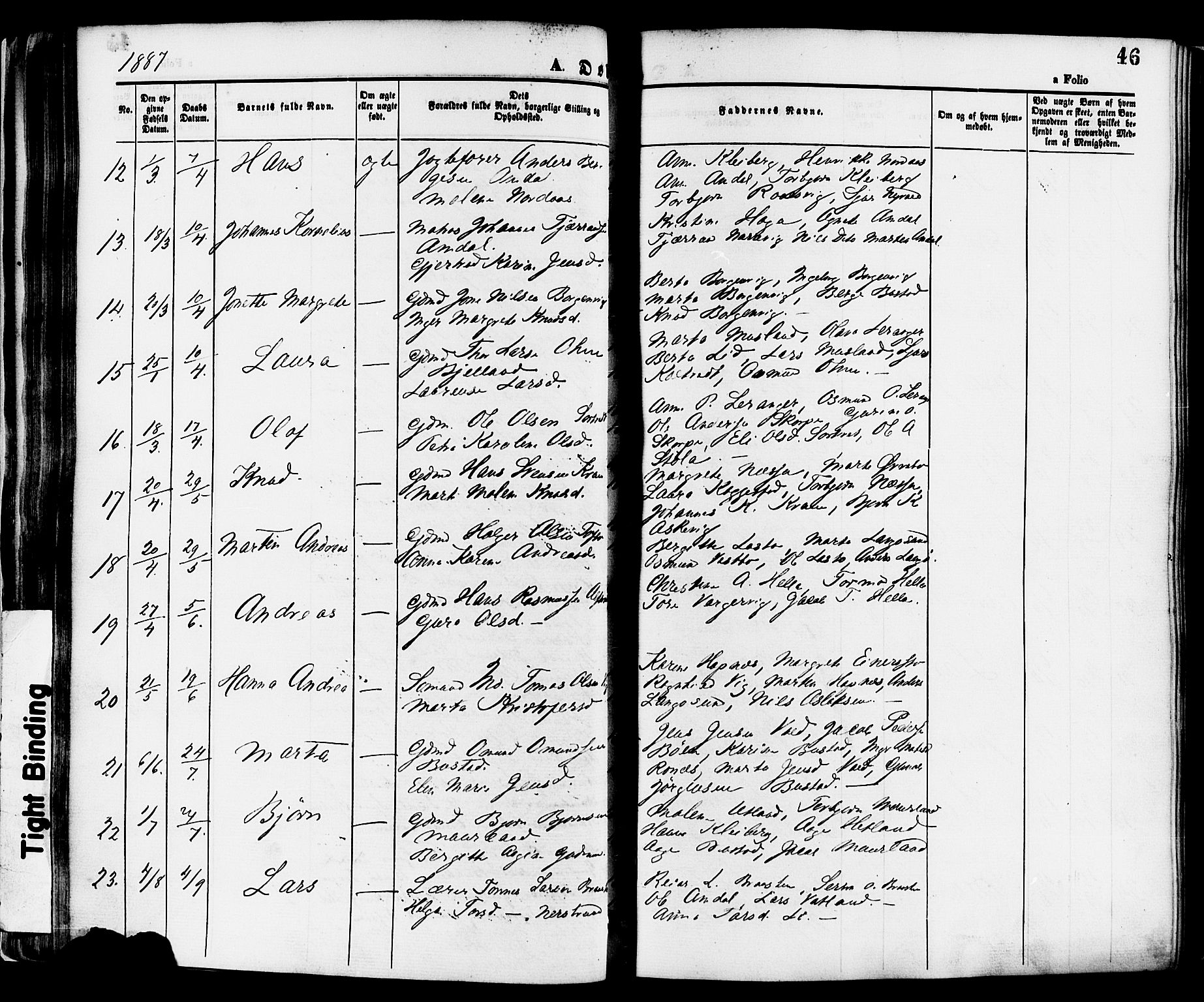 Nedstrand sokneprestkontor, SAST/A-101841/01/IV: Parish register (official) no. A 11, 1877-1887, p. 46