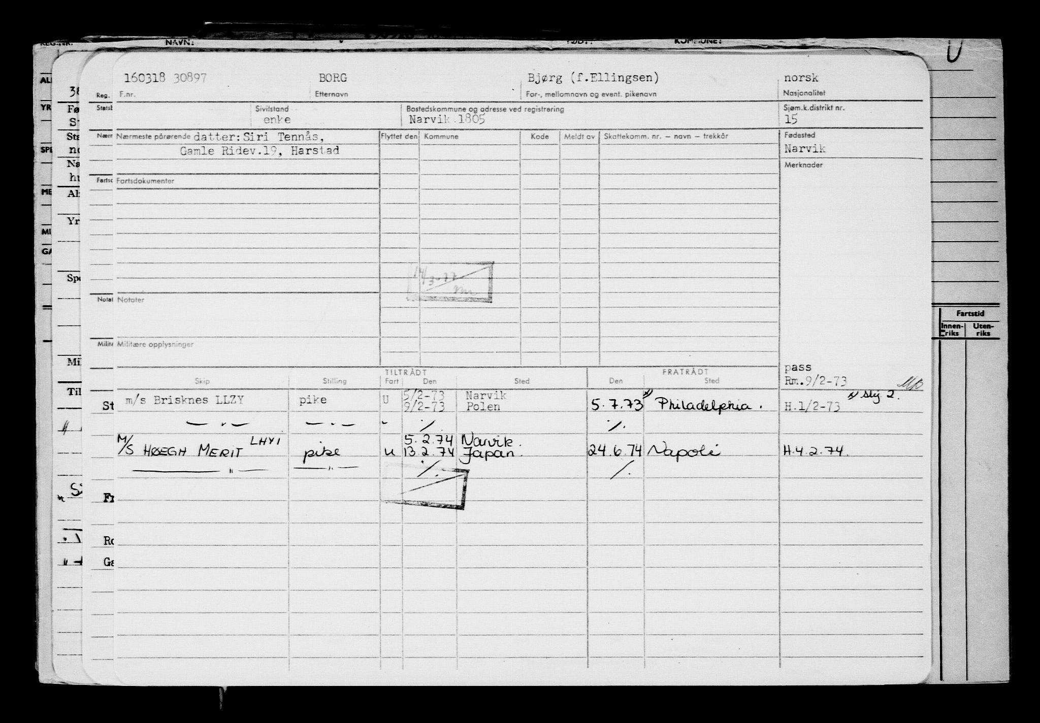 Direktoratet for sjømenn, RA/S-3545/G/Gb/L0156: Hovedkort, 1918, p. 341