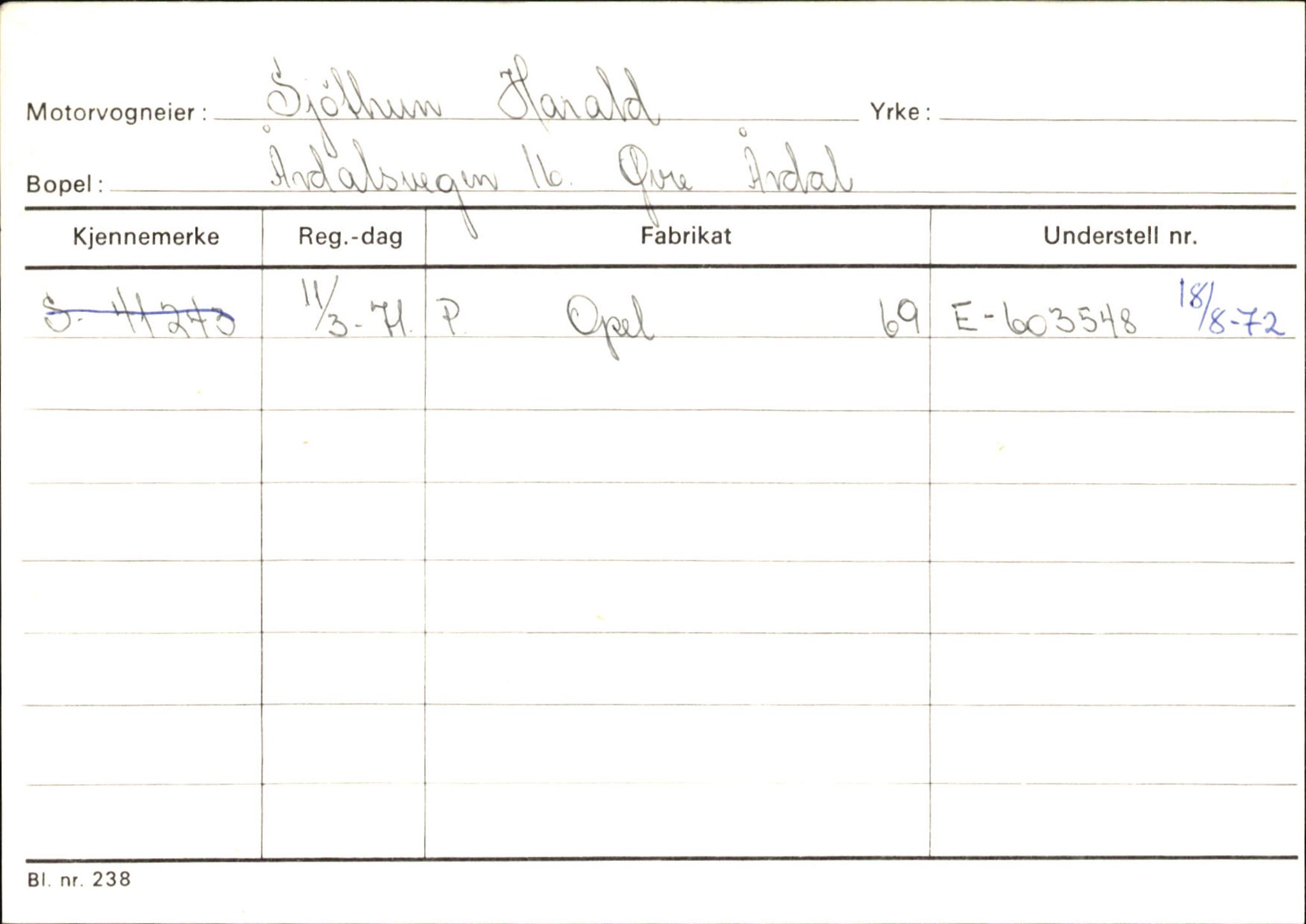 Statens vegvesen, Sogn og Fjordane vegkontor, AV/SAB-A-5301/4/F/L0146: Registerkort Årdal R-Å samt diverse kort, 1945-1975, p. 320