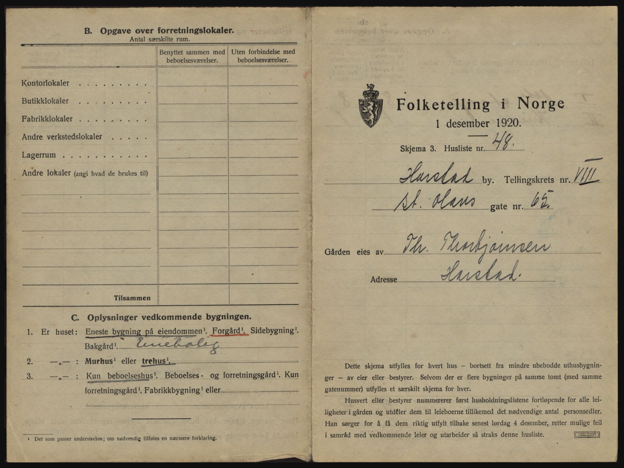 SATØ, 1920 census for Harstad, 1920, p. 859