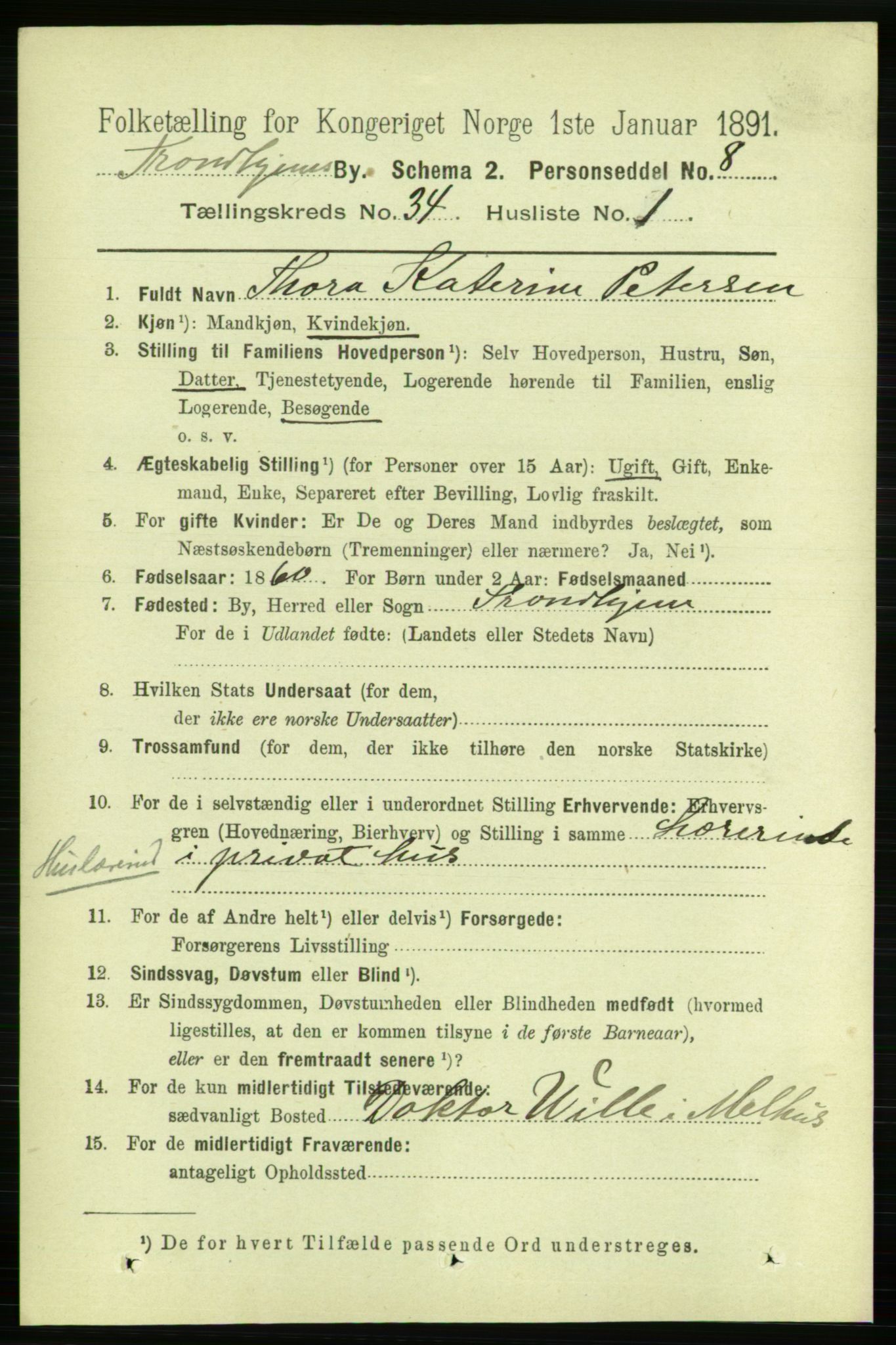 RA, 1891 census for 1601 Trondheim, 1891, p. 25697