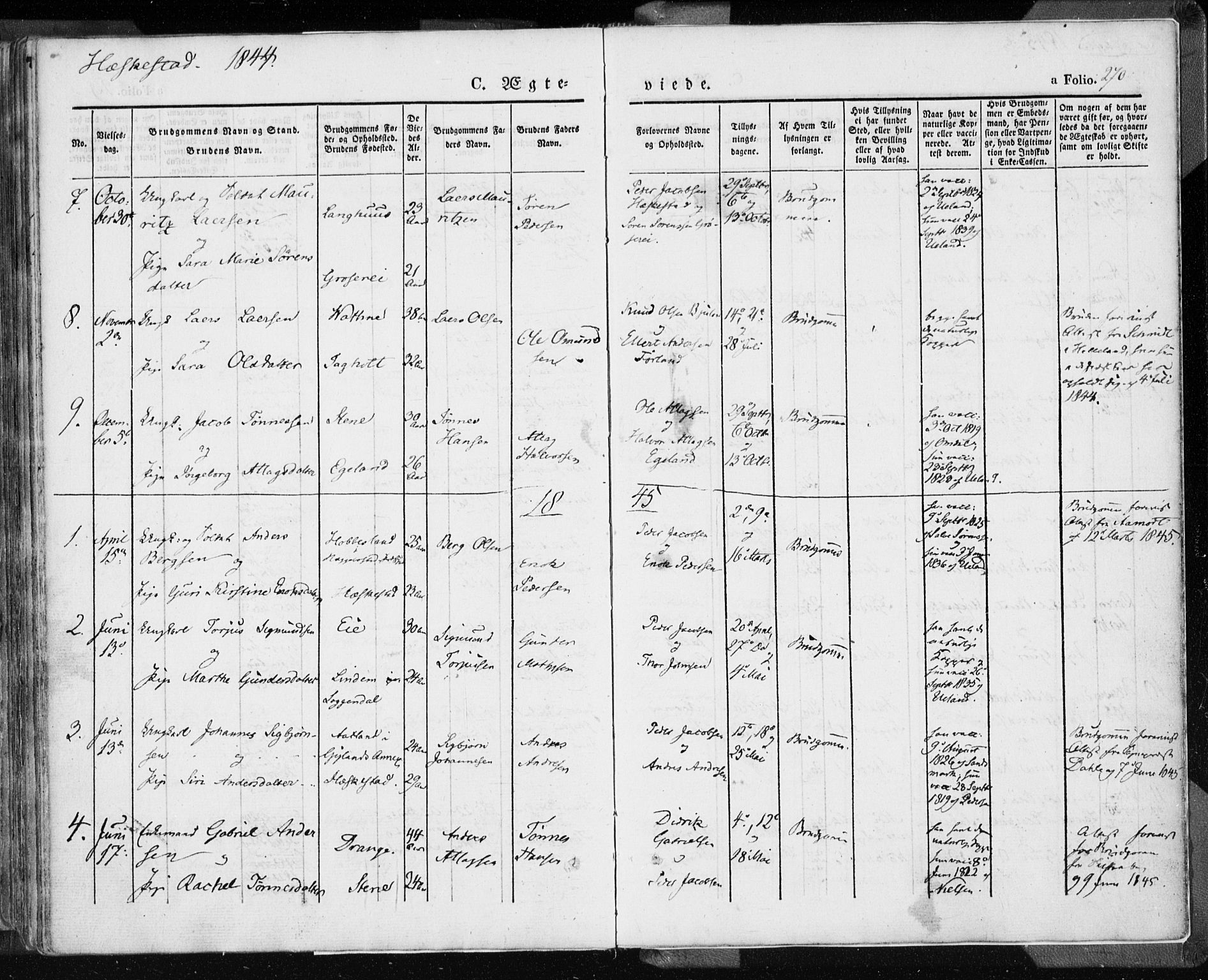 Lund sokneprestkontor, AV/SAST-A-101809/S06/L0007: Parish register (official) no. A 7.1, 1833-1854, p. 270