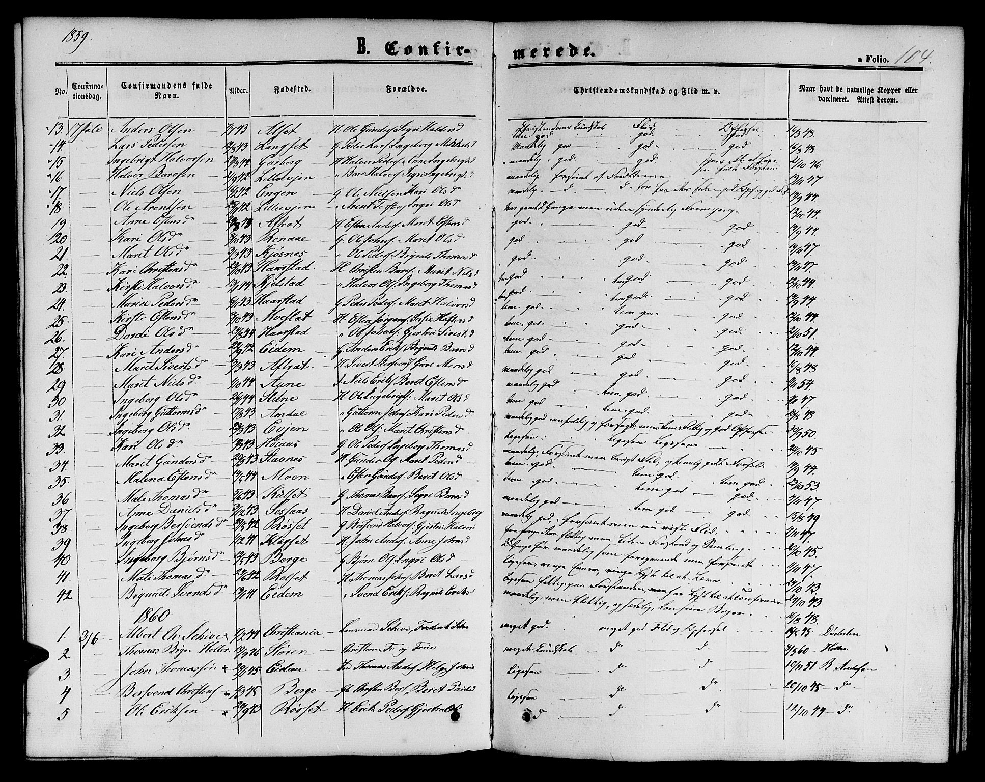 Ministerialprotokoller, klokkerbøker og fødselsregistre - Sør-Trøndelag, SAT/A-1456/695/L1155: Parish register (copy) no. 695C06, 1859-1868, p. 104