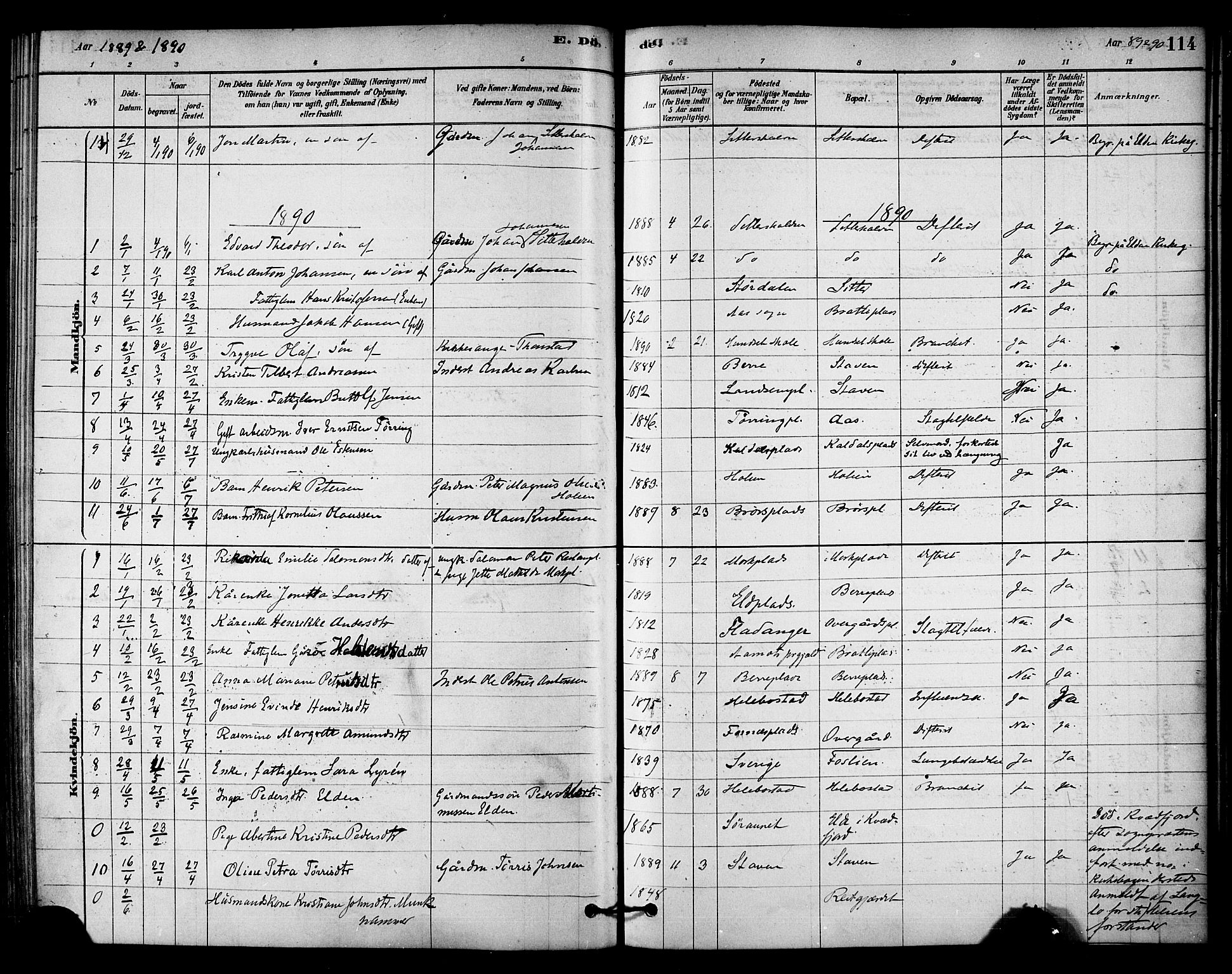 Ministerialprotokoller, klokkerbøker og fødselsregistre - Nord-Trøndelag, SAT/A-1458/742/L0408: Parish register (official) no. 742A01, 1878-1890, p. 114